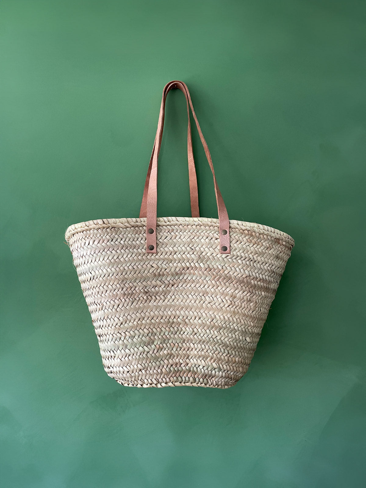 Valencia Woven Shopping Basket - Natural Rattan Handmade Grocery Tote Bag for Farmers Market, Beach, Picnic & Home Storage
