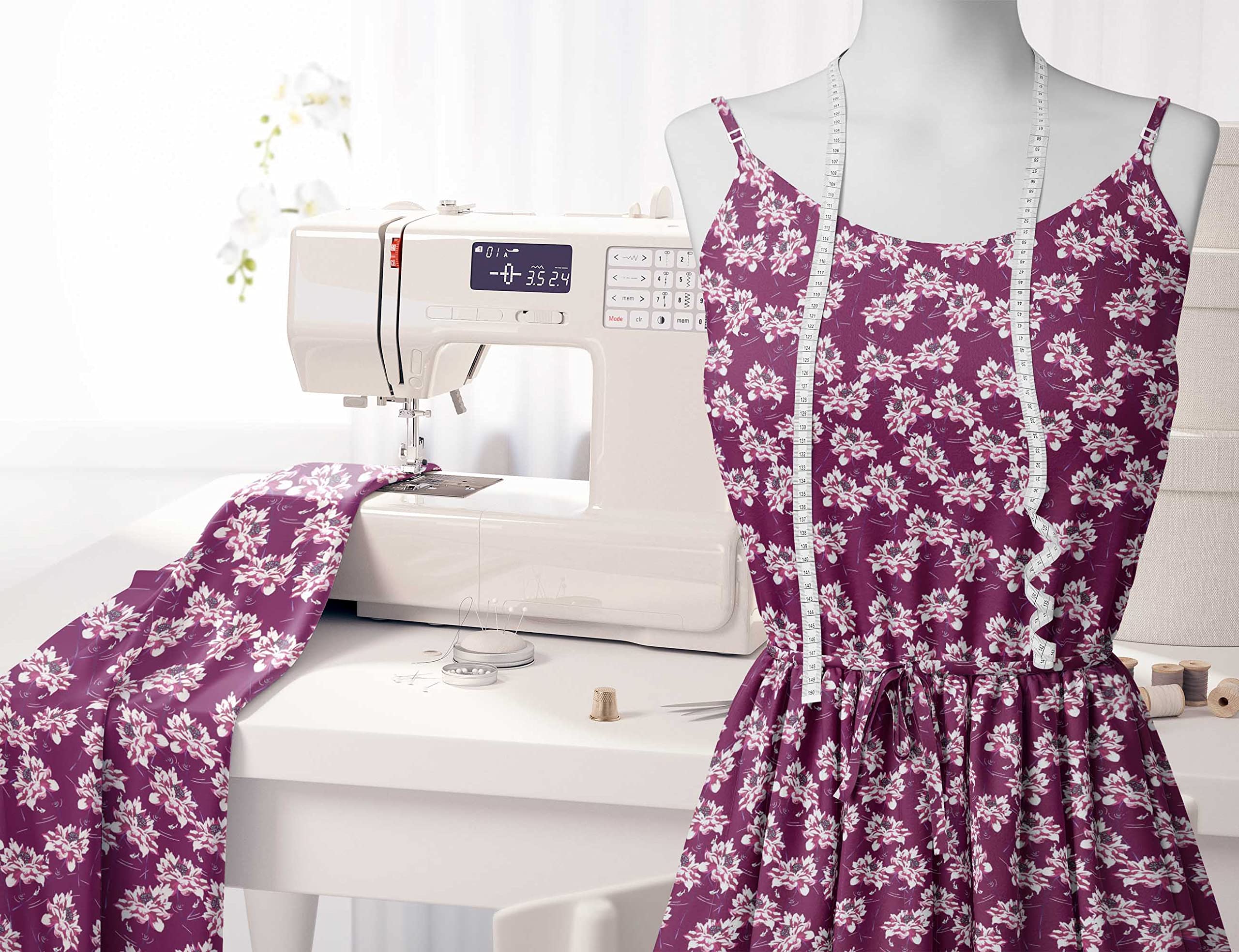 Soimoi Moss Georgette Brown Floral Printed Fabric - 42 Inch Wide by The Yard - Lightweight & Romantic Flower Pattern Material for Dresses, Scarves, Curtains & DIY Crafts