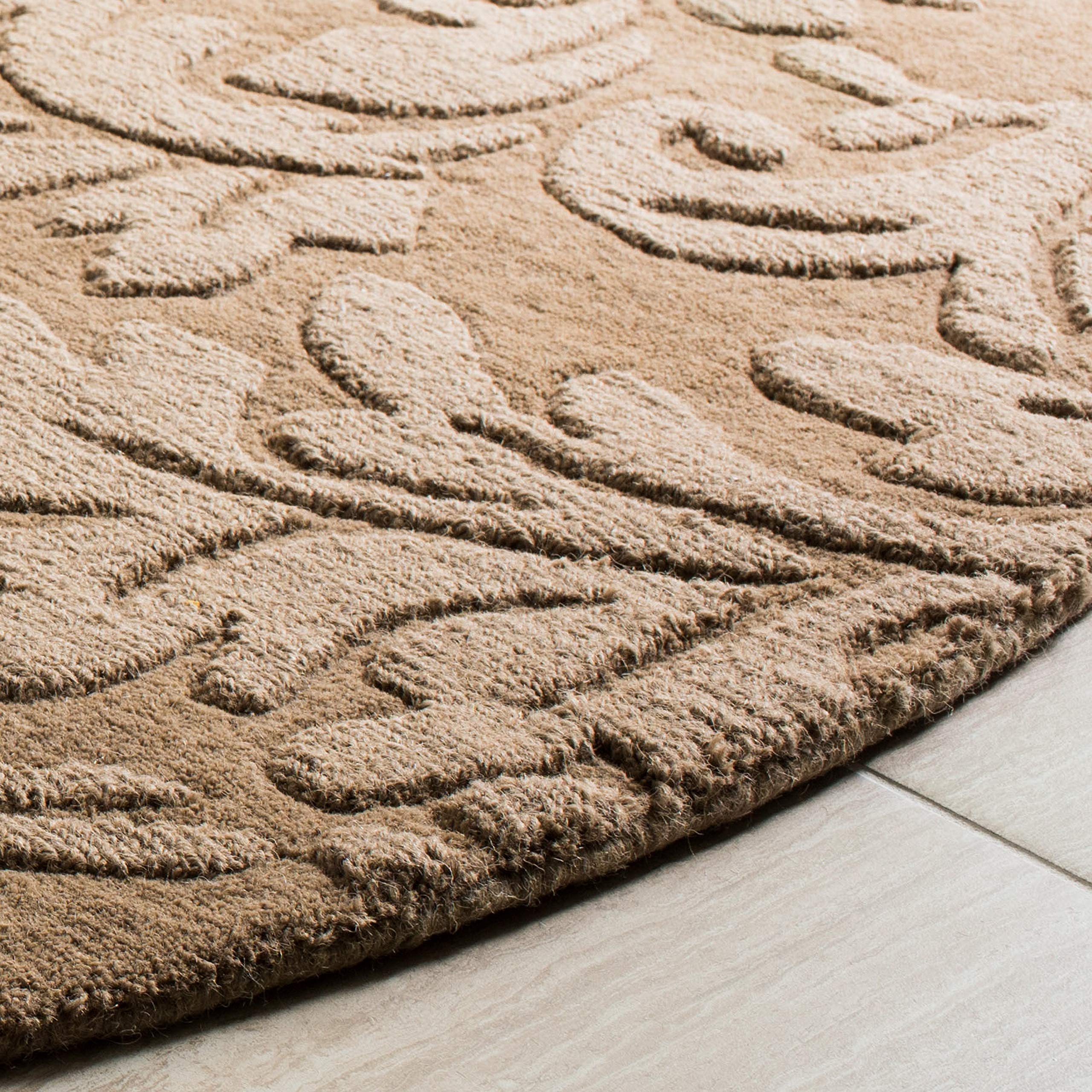 SAFAVIEH Impressions Collection 5' Round Light Brown IM344D Handmade Premium Wool Area Rug - Soft & Durable for Living Room, Bedroom, or Office Decor