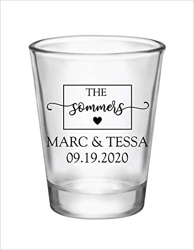 Personalized Wedding Shot Glasses with Names & Date - Bulk Wedding Favors for Guests - Perfect for Bridal Showers, Bachelorette Parties & Reception Toasts