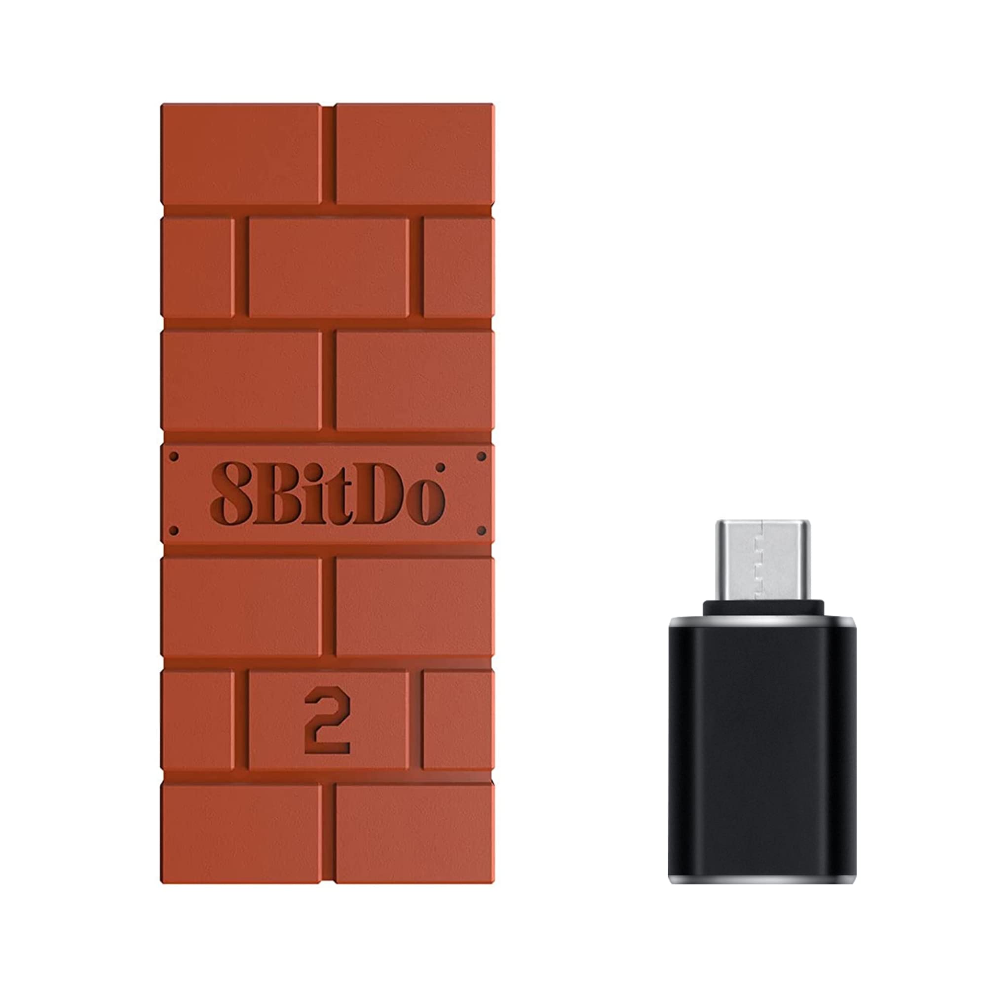 8Bitdo Wireless USB Adapter 2 with OTG Adapter - Compatible with Xbox Series X/S, Xbox One, Switch Pro & PS5 Controllers - Works on Switch OLED, Windows, Mac & Raspberry Pi - Brown - Perfect for Gaming, Streaming & Multi-Platform Controller Support