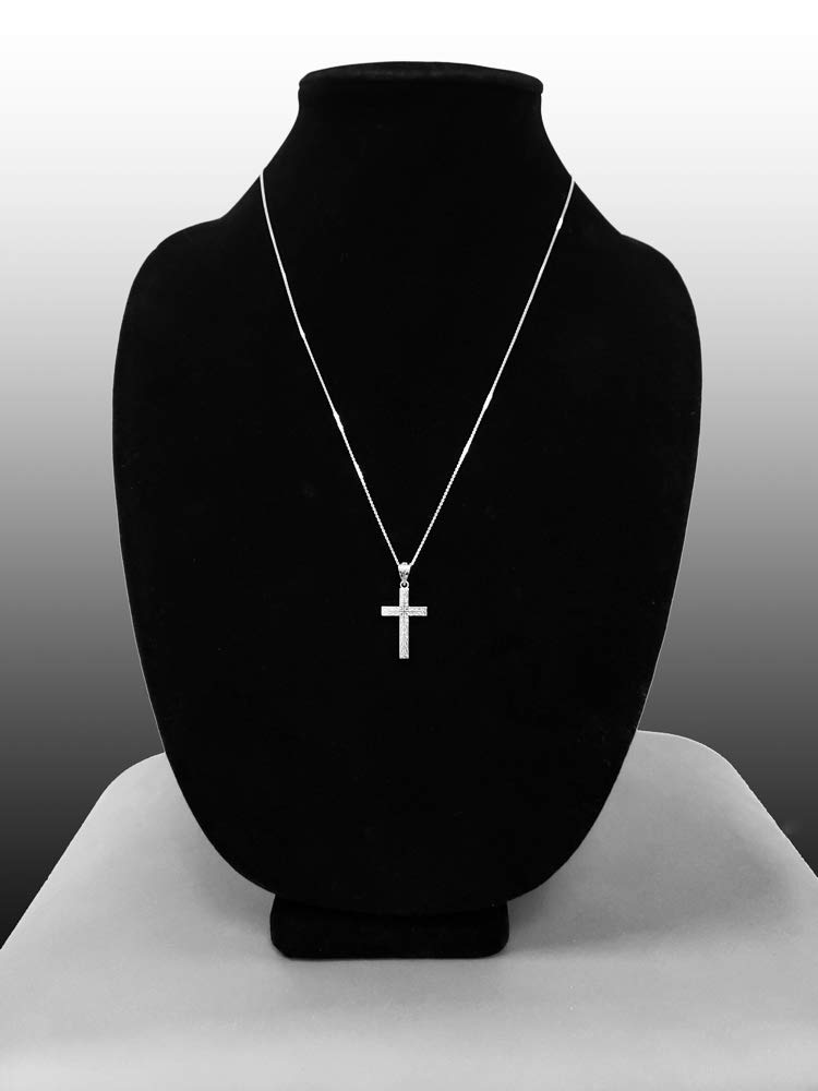 14K White Gold Latin Cross Pendant Necklace for Women - Religious Jewelry Gift for Baptism, First Communion & Confirmation - Elegant & Timeless Faith-Based Accessory