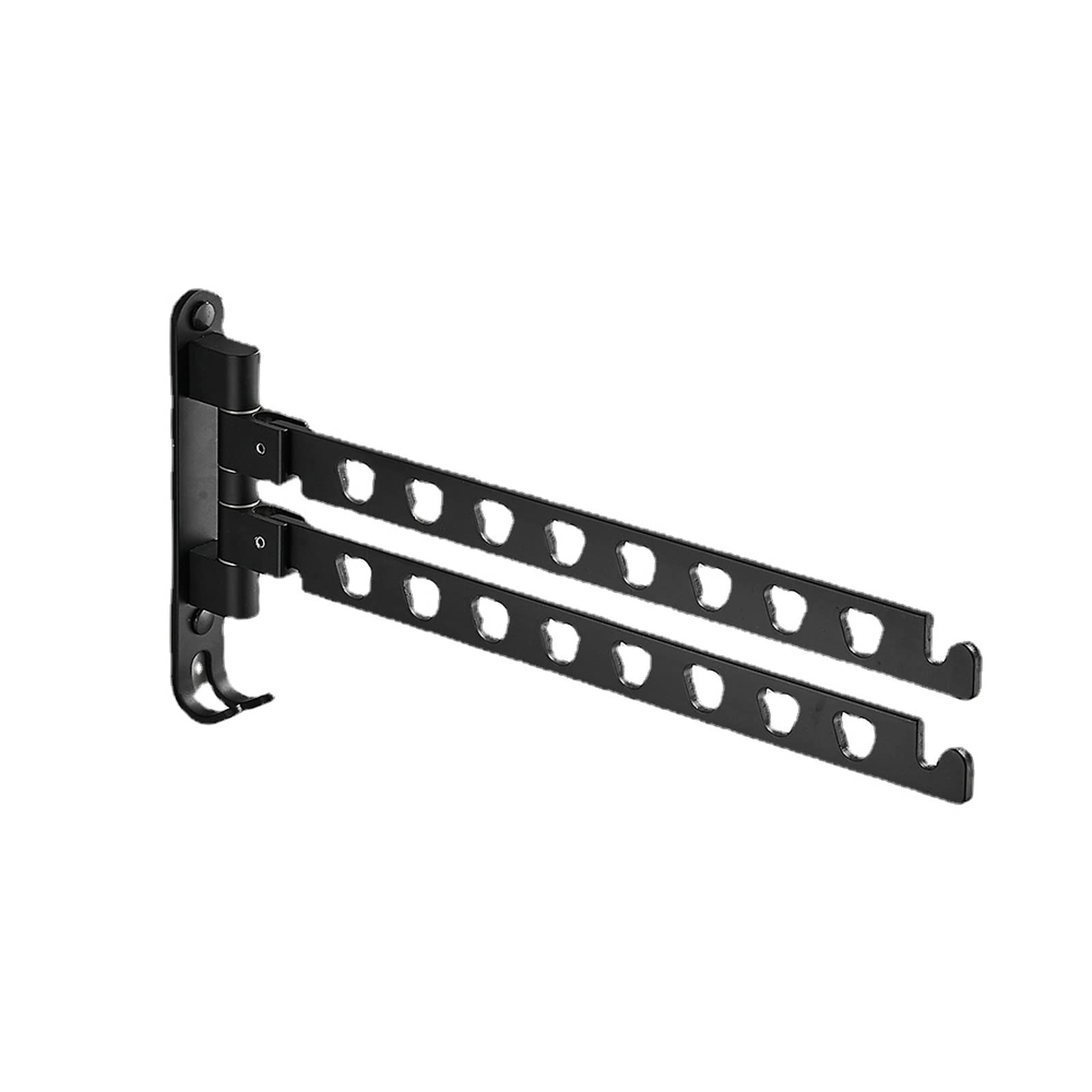 Black Aluminum Swivel Folding Clothes Drying Rack - Wall Mounted Space Saving Laundry Hanger for Balcony, Bedroom & Apartment Use