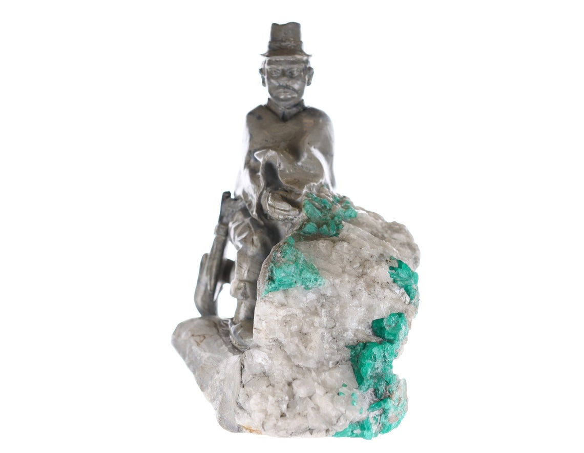 Natural Colombian Emerald Rough Crystal Sculpture - Handcrafted Gemstone Art for Home Decor, Meditation & Healing