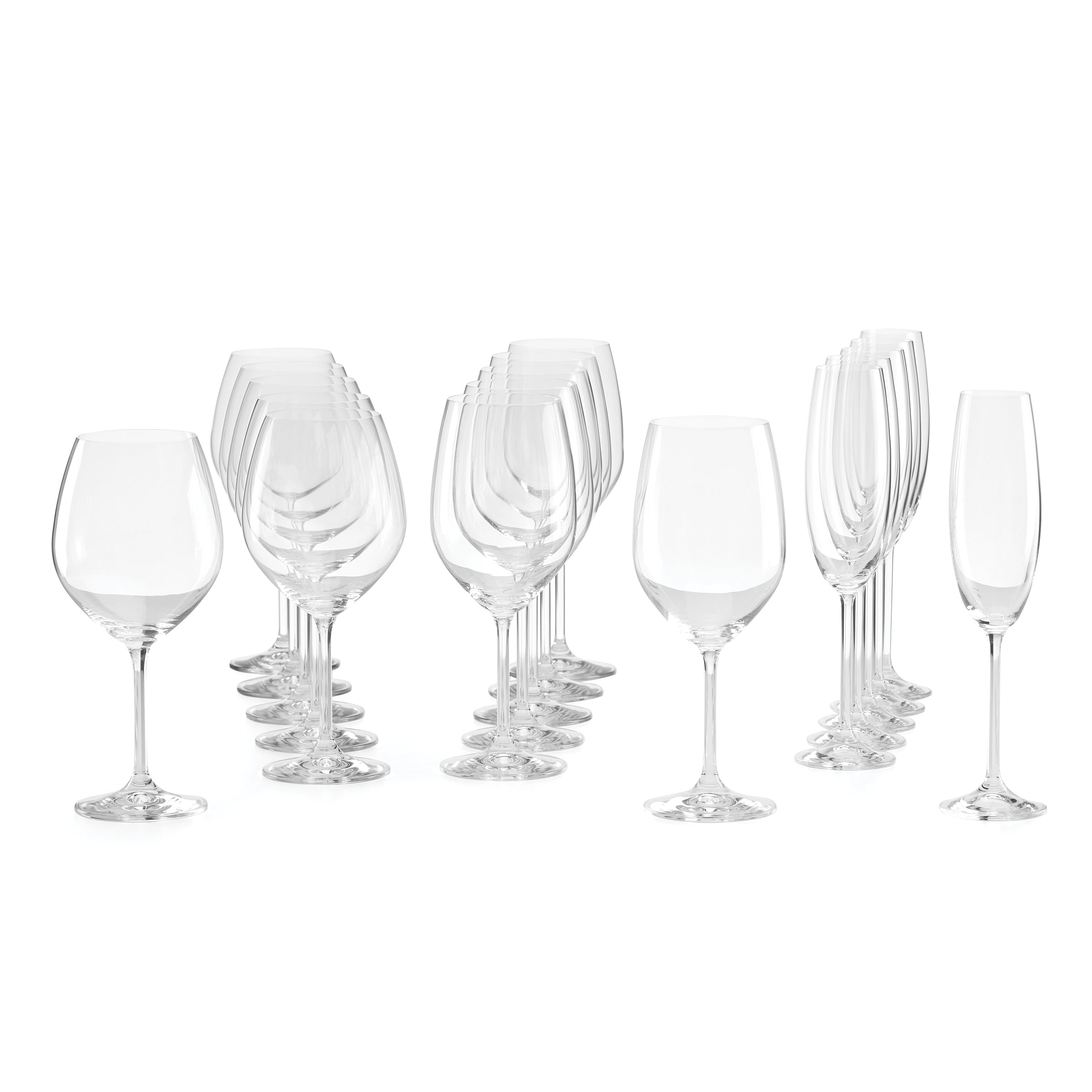 Premium Tuscany Classics Mixed Wine Glasses Set of 18 - Elegant Stemware for Red, White & Sparkling Wine - Perfect for Dinner Parties, Weddings & Home Entertaining