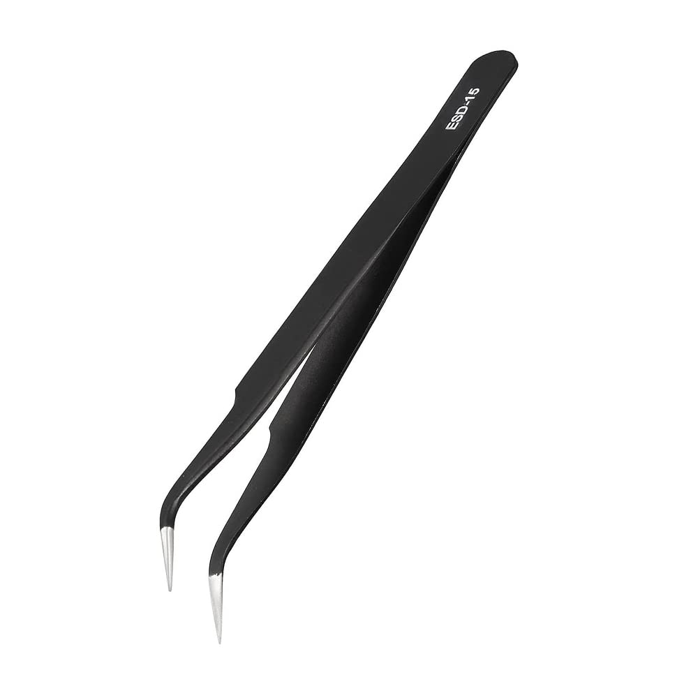 Professional ESD-15 Anti-Static Precision Tweezers - 120mm Stainless Steel Craft Tweezers for Jewelry Making, Electronics Repair & PCB Work - Perfect for Watch Repair, Soldering & Micro Assembly