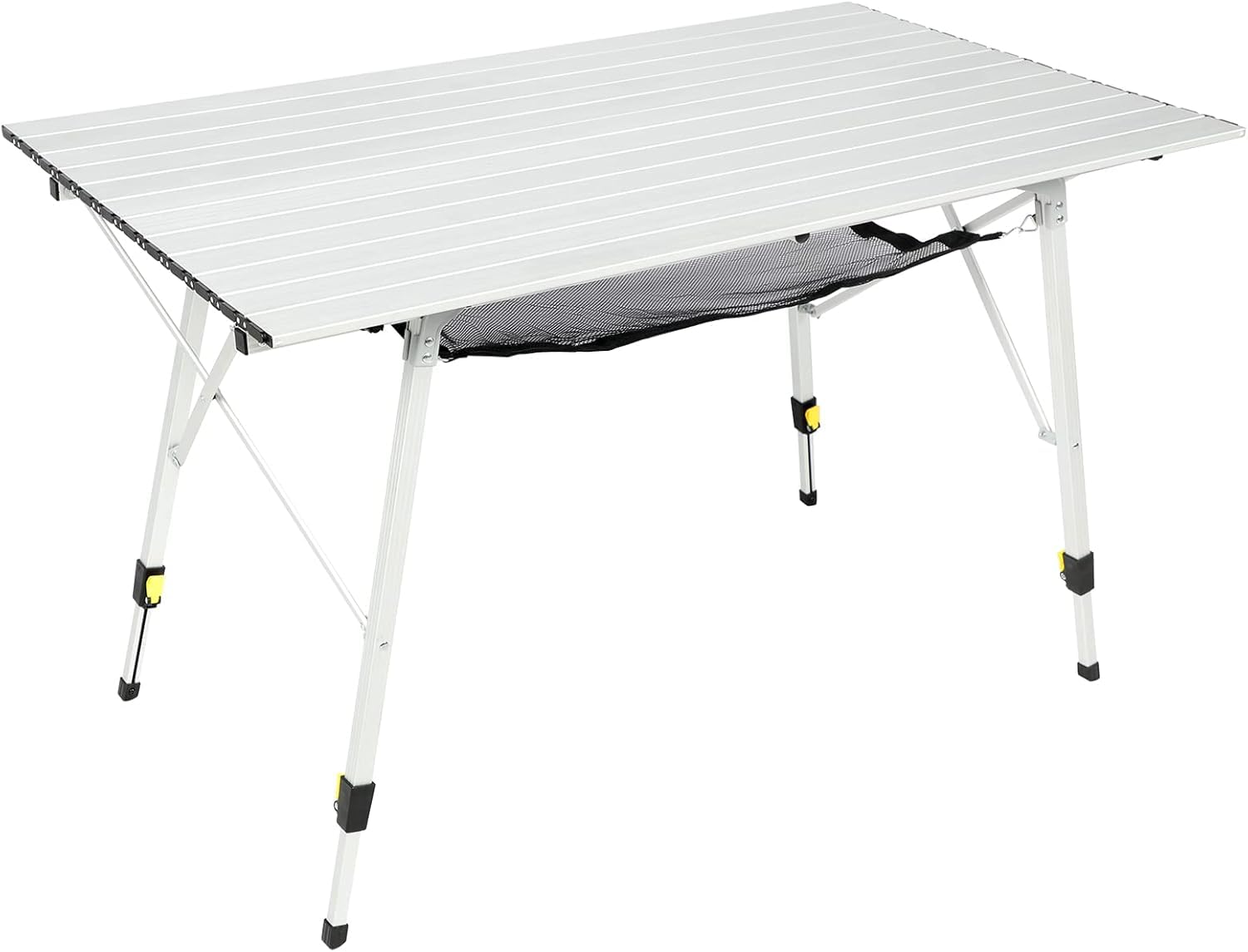 PORTAL Camping Table - Portable & Foldable Aluminum Picnic Table with Adjustable Legs & Carry Bag | Lightweight Roll Up Design for Outdoor, Beach, Backyard, BBQ, Party & Travel | Silver Large Size | Perfect for Camping Trips, Tailgating & Picnics
