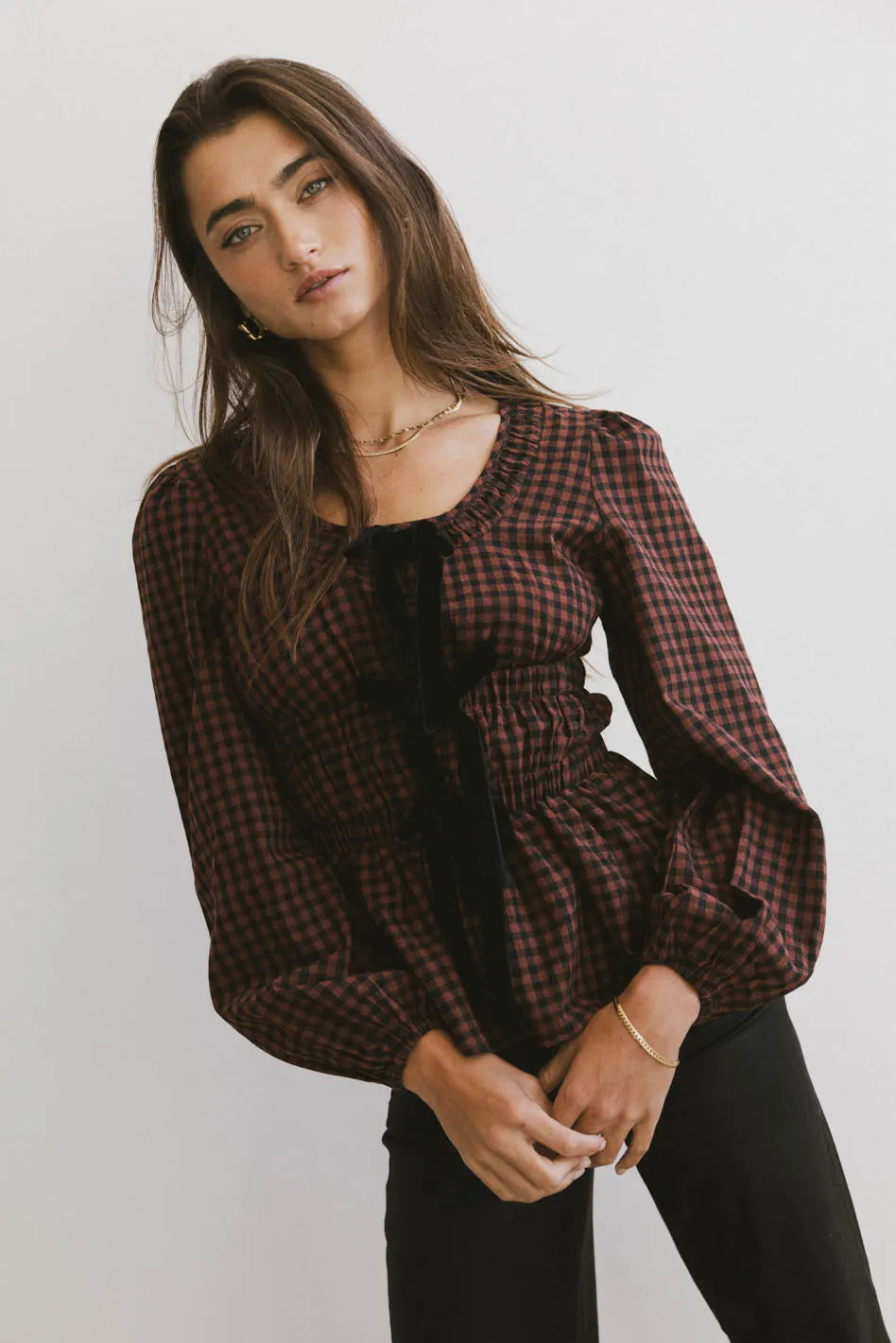 Ella Tie Peplum Blouse for Women | Elegant Ruffle Detail Tunic Top | Office Wear, Party Outfit & Casual Chic Style | FINAL SALE