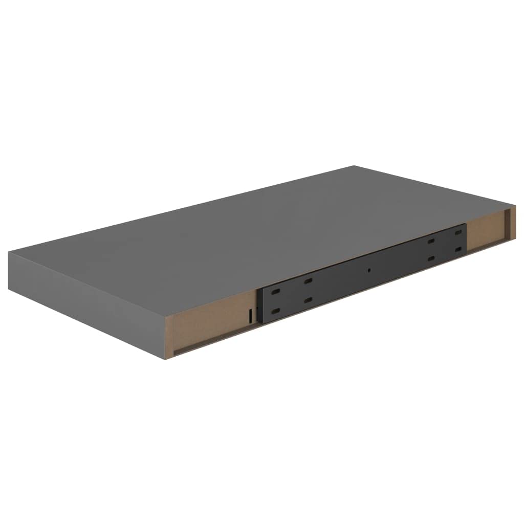 4-Pack Floating Wall Shelves - Easy to Assemble, High Gloss Gray MDF (19.7