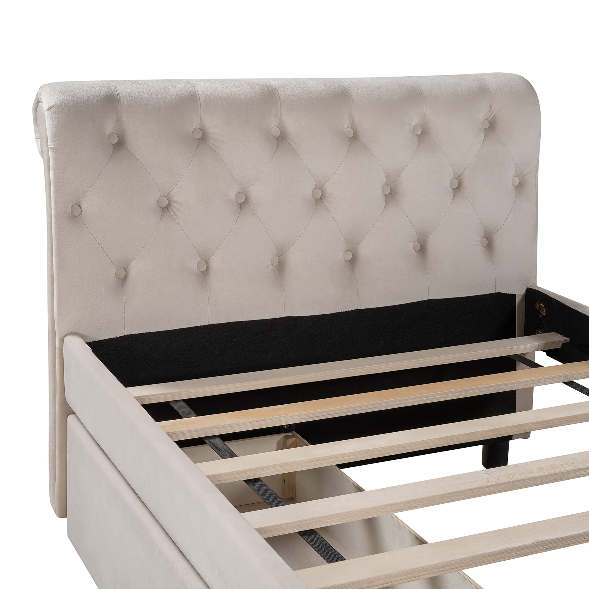 Harper & Bright Designs Twin Size Upholstered Daybed with 2 Storage Drawers - Wood Slat Support Frame, No Box Spring Needed - Easy Assembly Beige Day Bed for Guest Room, Dorm, or Small Space