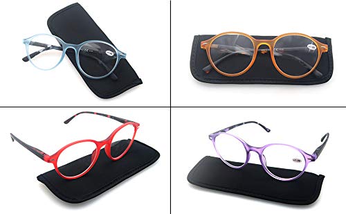 Stylish Women's Reading Glasses 4-Pack - Lightweight Comfortable Cheaters with Spring Hinges for Reading, Working & Daily Use