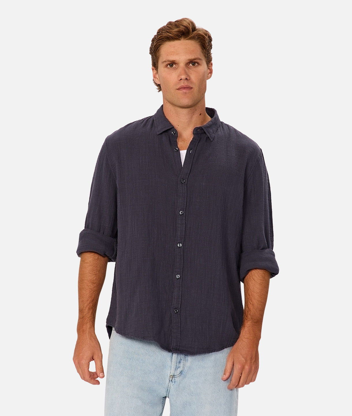 Seguro Long Sleeve Shirt for Men - Comfortable Navy Blue Casual Button Down Shirt | Perfect for Office, Business, Travel & Everyday Wear