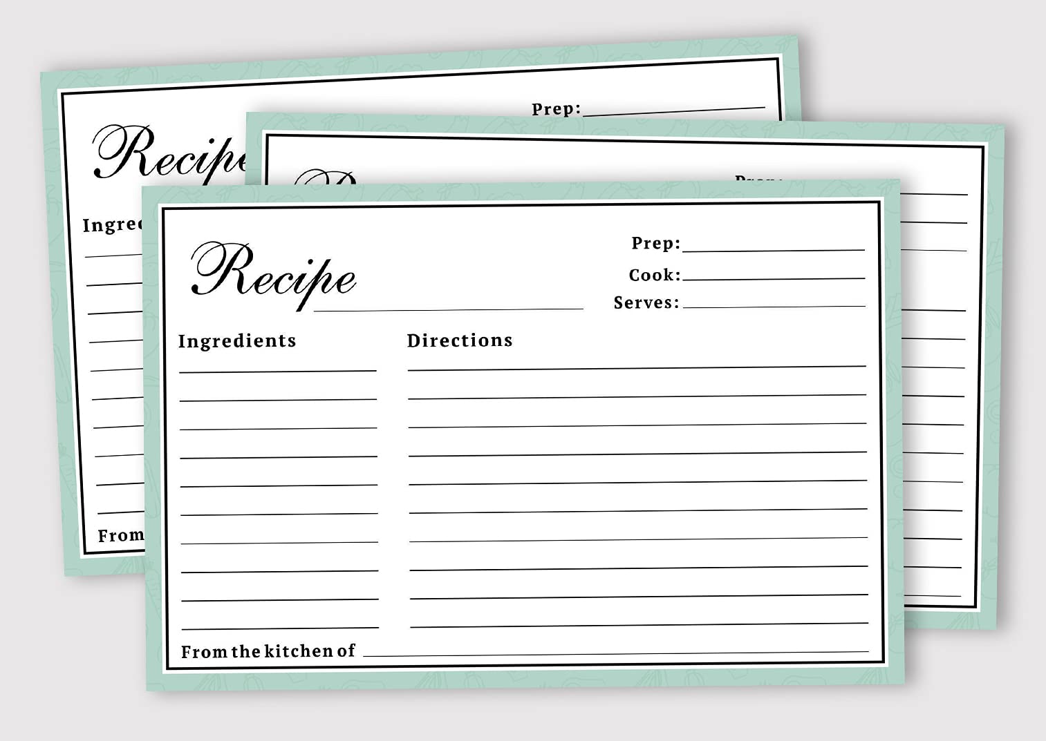 6x4 Inch Single-Sided Recipe Cards with Classic Border - 50 Pack for Wedding, Bridal Shower & Baby Shower - Perfect for Handwritten Recipes, Gift Giving & Kitchen Organization