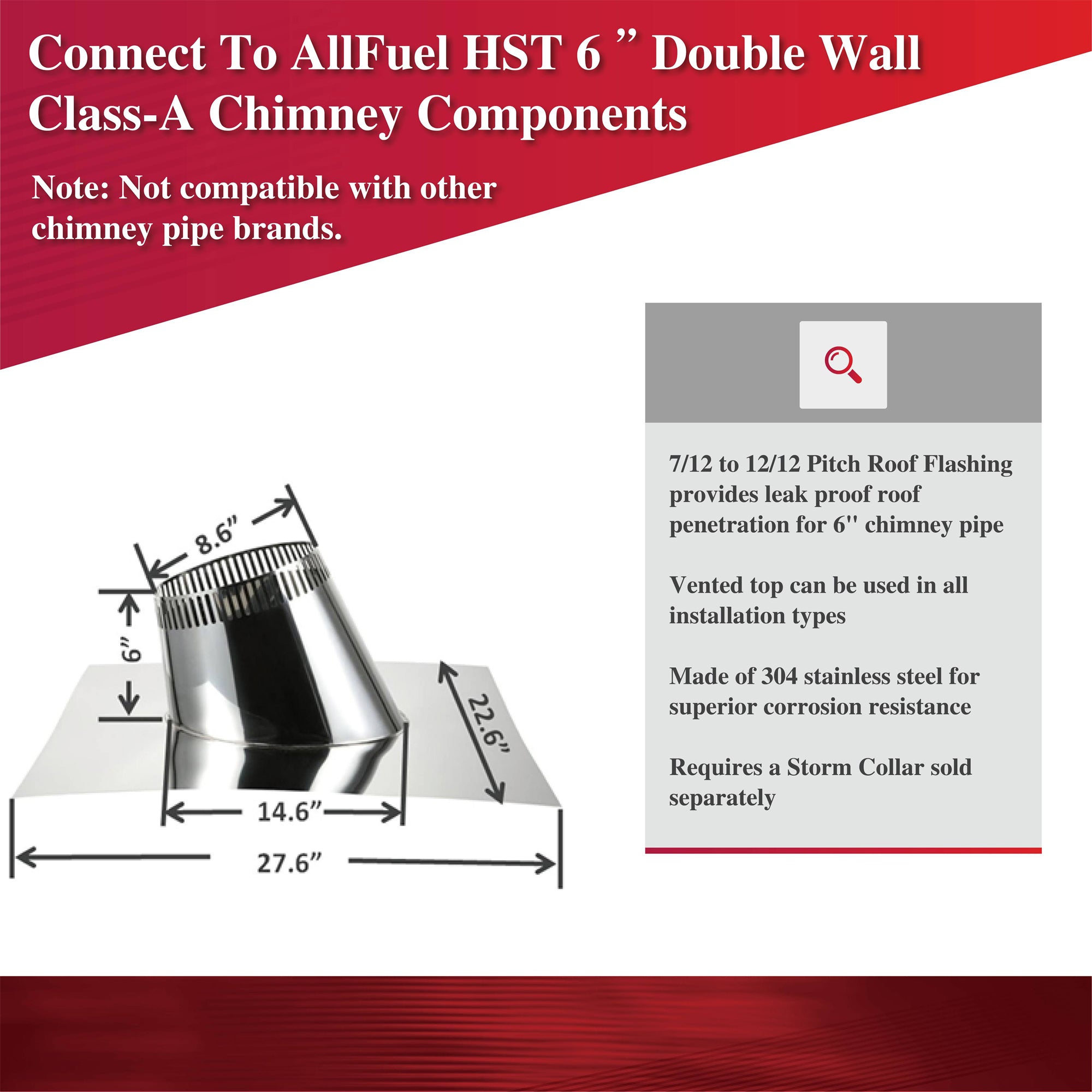 AllFuelHST Pitch Roof Flashing for 6