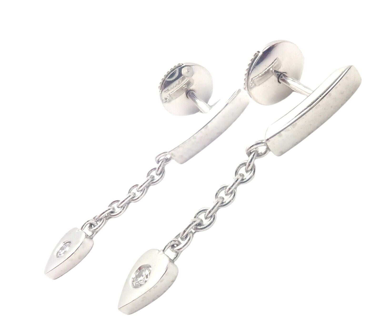 Authentic Cartier 18K White Gold Diamond Mon Amour Dangle Heart Earrings for Women - Luxury Valentine's Day Gift & Anniversary Jewelry for Her