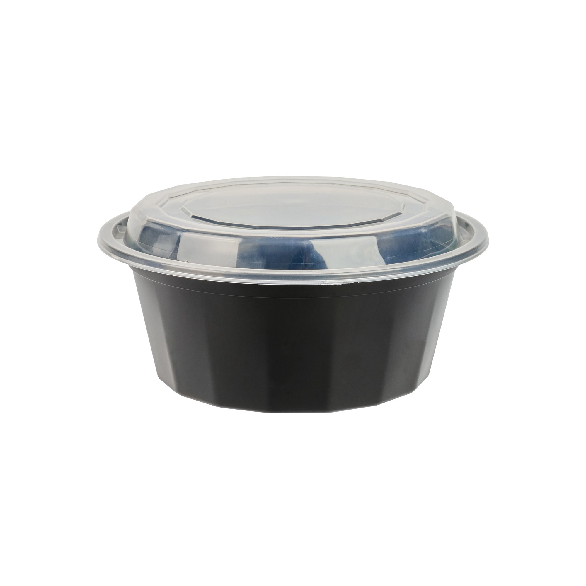 32 oz Black Plastic Food Storage Containers with Clear Lids - 50 Pack, Microwave Safe To-Go Boxes (7.25