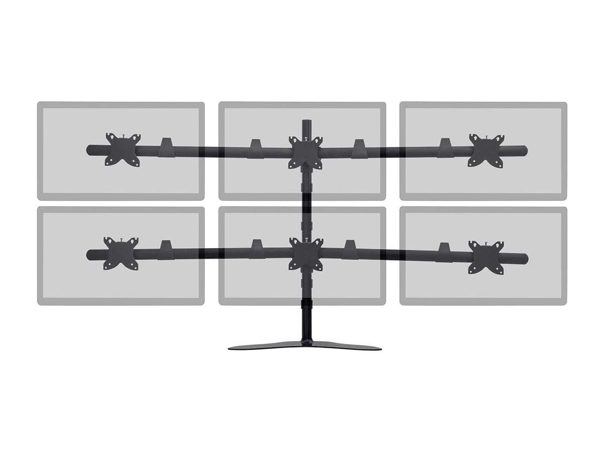 Monoprice Hex 6 Monitor Stand - Adjustable Free Standing Desk Mount for 15-30 Inch Screens, Holds 22lbs per Monitor (Black) - Perfect for Multi-Screen Gaming, Office Workstations & Trading Setups