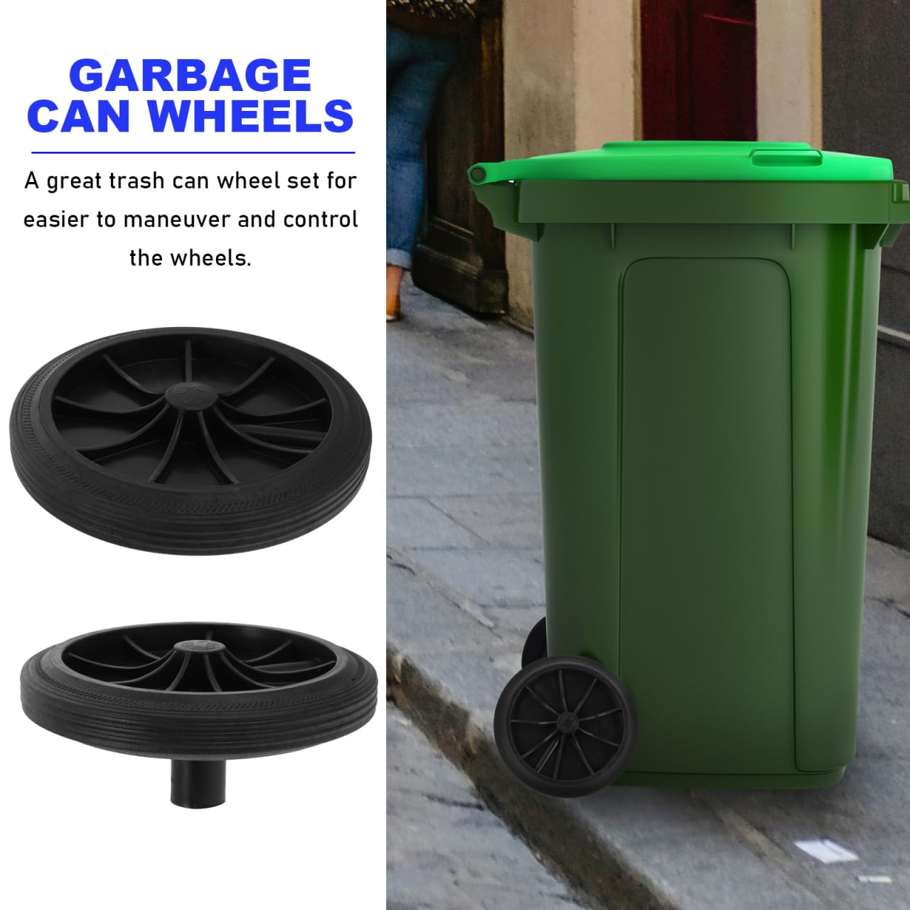 CHILDWEET 2-Pack Heavy Duty Replacement Wheels for Trash Cans & Plastic Storage Boxes - Durable Casters for Garbage Cans, Utility Carts & Waste Containers - Perfect for Home, Garage & Outdoor Use
