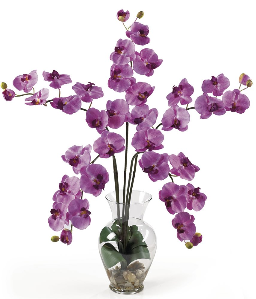 Nearly Natural 1106-MA Phalaenopsis Liquid Illusion Silk Flower Arrangement in Mauve - Perfect for Home Decor, Office, Wedding Centerpieces & Gift Giving