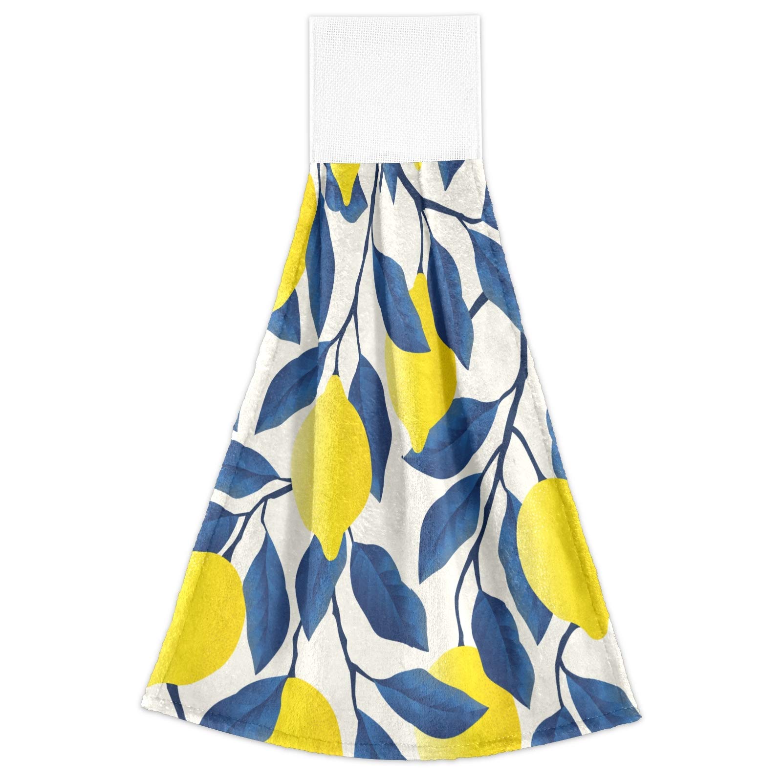 2 Pack Tropical Lemon Tree Blue Leaves Hanging Kitchen Towels - Fast Drying, Super Absorbent & Soft Touch Hand Towels for Kitchen, Bathroom - Perfect for Cooking, Cleaning & Home Decor