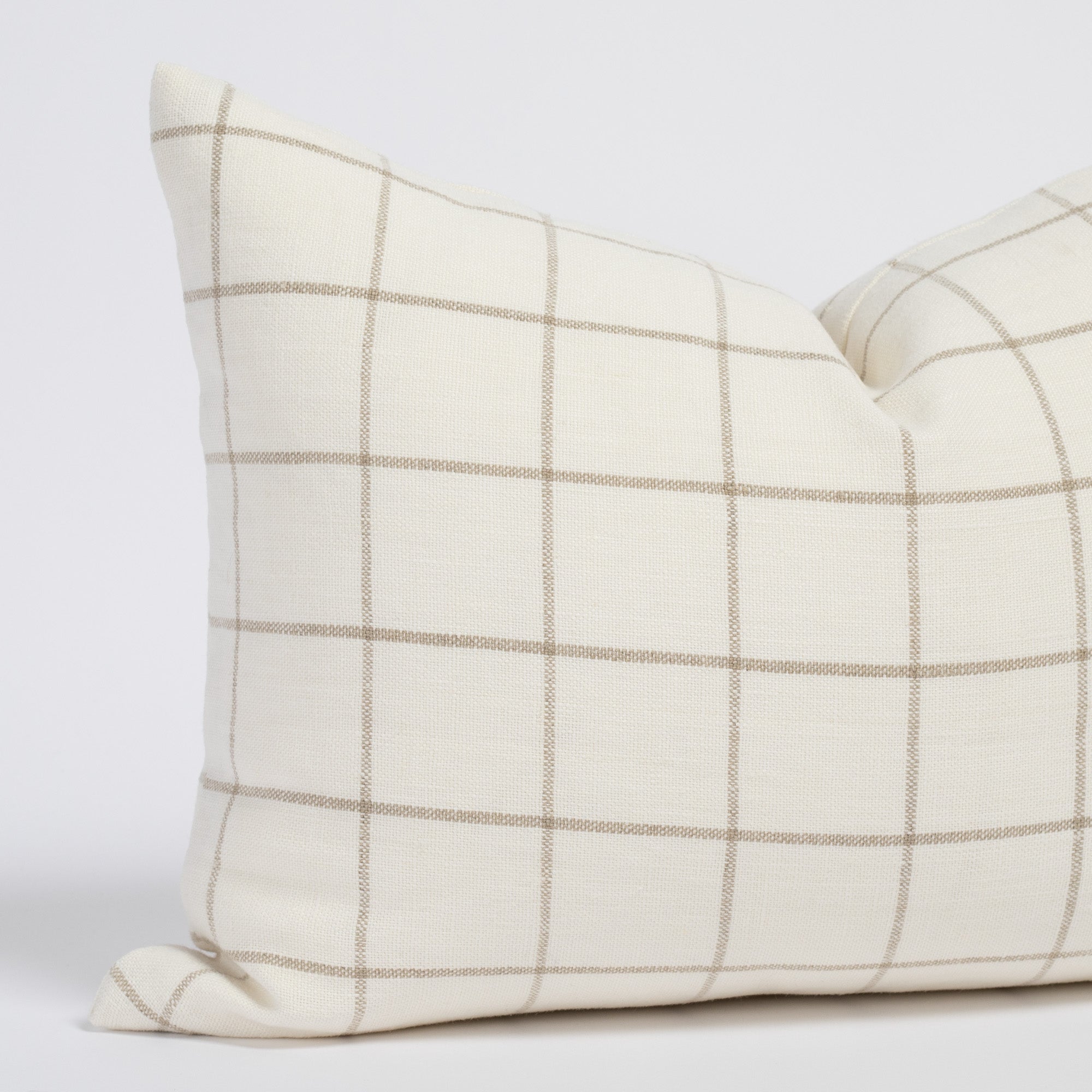 Butler Check 14x20 Lumbar Pillow in Natural Cream - Supportive Sofa Cushion for Living Room, Office Chair & Bed - Comfortable Backrest for Home Decor and Relaxation