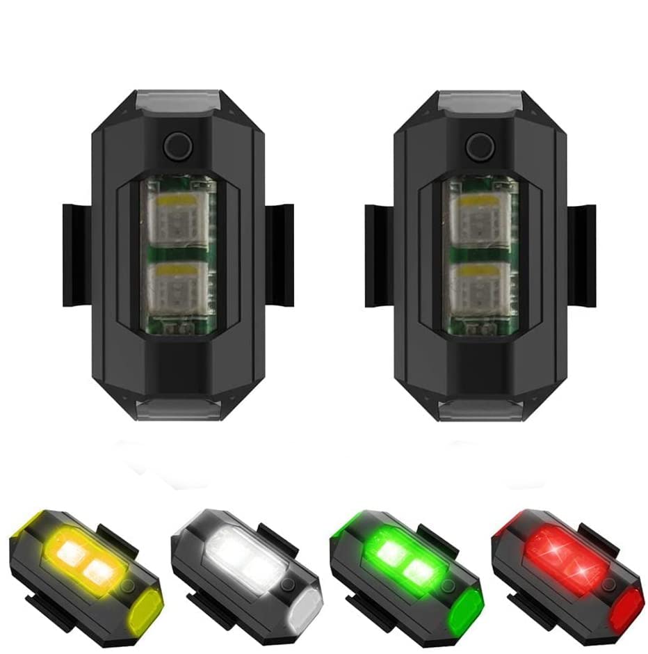 Nordterm 4-Color LED Aircraft Strobe Lights with USB Charging - Anti-Collision Warning Lights for Motorcycles, Drones & Night Flying - Waterproof Aviation Safety Beacons for Emergency Signaling & Night Visibility