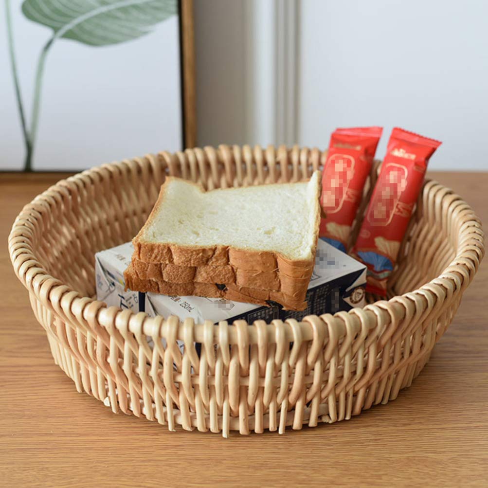 Natural Wicker Bread Basket - 10 Inch Round Kitchen Storage Container for Fruits, Vegetables & Bread | Perfect for Farmhouse Dining, Picnics & Rustic Tabletop Serving