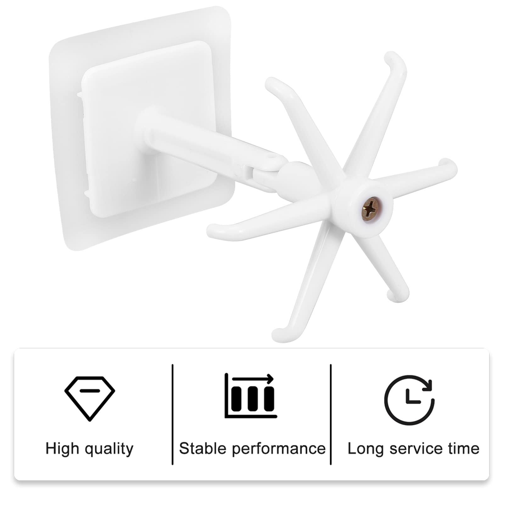Zerodeko 4-Pack No Drill Rotating Hooks - Heavy Duty Wall Hangers for Kitchen, Bathroom, Cabinet & Shelf Organization - Space Saving Multi-Purpose Hooks for Utensils, Towels, Robes & Home Decor