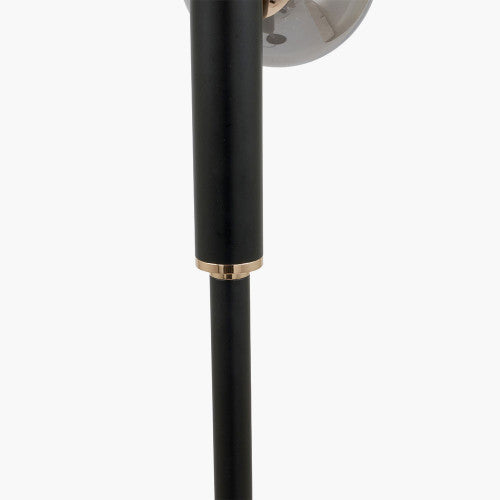 Modern Blair Smoke Glass Ball & Black Metal Floor Lamp - Elegant Home Decor for Living Room, Bedroom, or Office Lighting