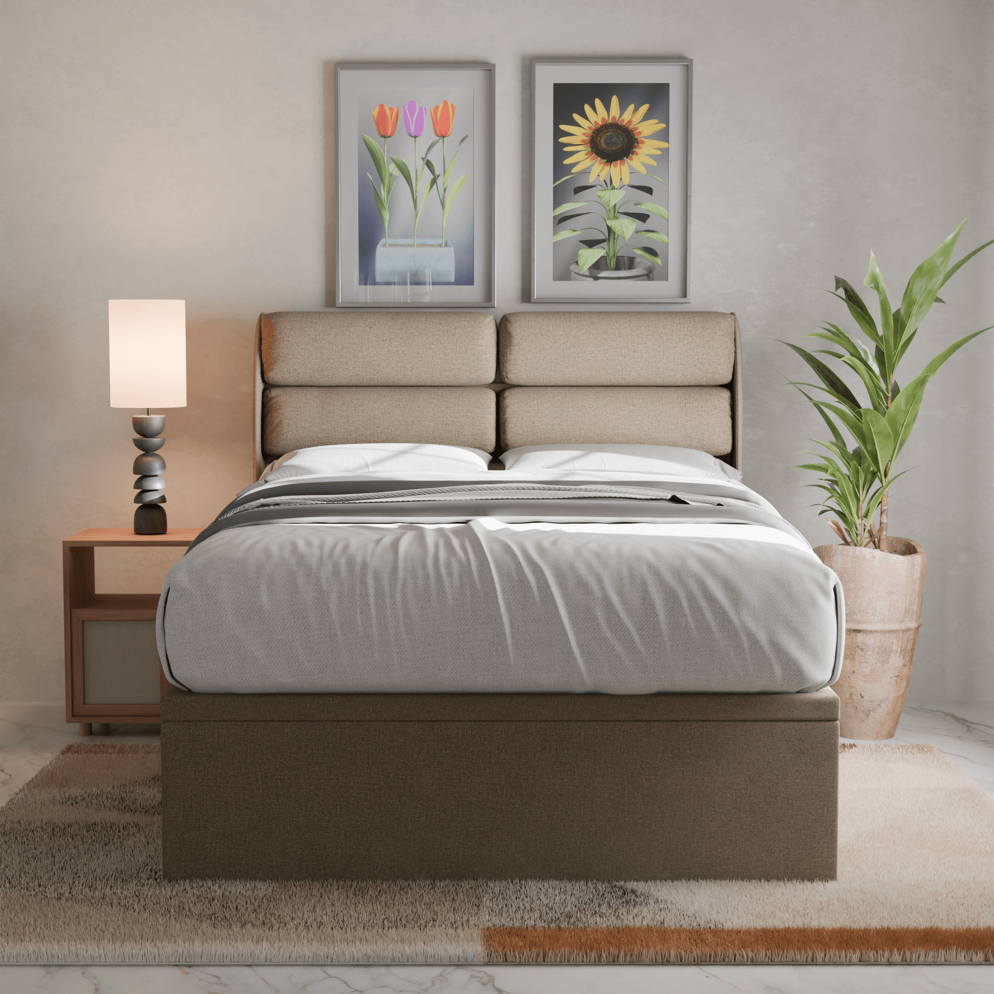 Fobbee Waterproof Fabric Storage Bed with Underbed Drawers - Space Saving Organizer for Bedroom, Dorm, or Guest Room