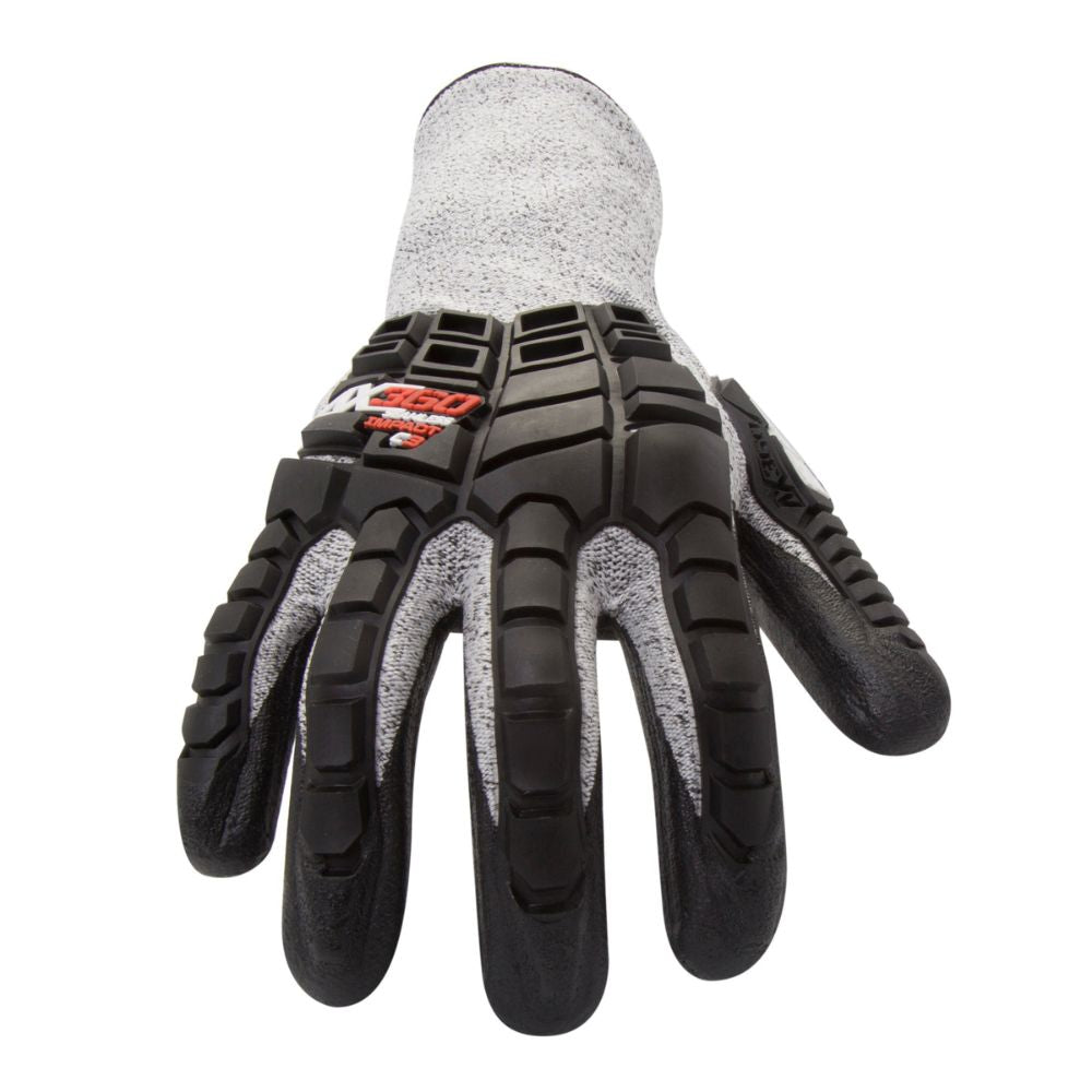 212 Performance AXIMPC3 06 011 AX360 Cut Resistant Gloves - ANSI A2 EN Level 3 Safety Gloves, X-Large Black/White - Ideal for Construction, Metalworking & Food Processing