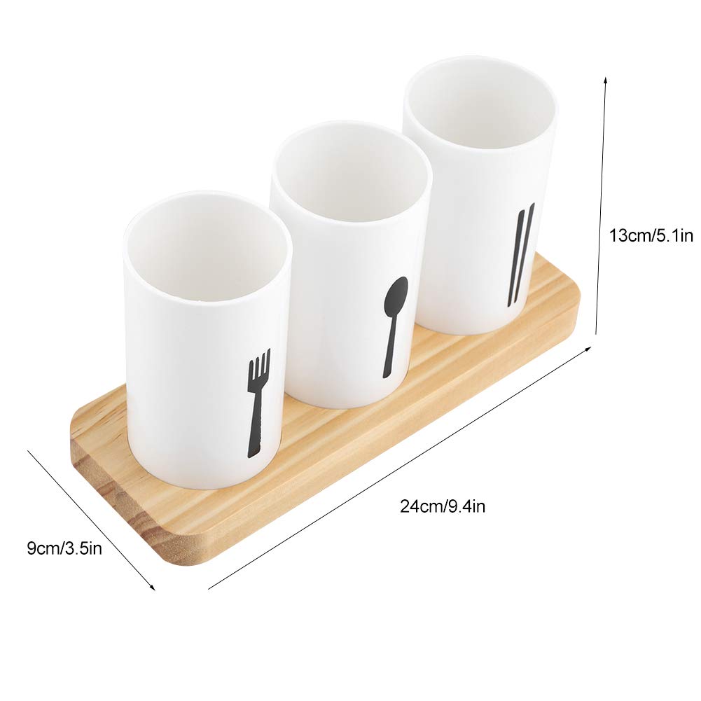 Premium Oak Wood Chopsticks Holder with Bamboo Base - Kitchen Cutlery Storage Box, Drain Rack & Knife Organizer - Perfect for Asian Dining, Sushi Nights & Organized Kitchen Countertops