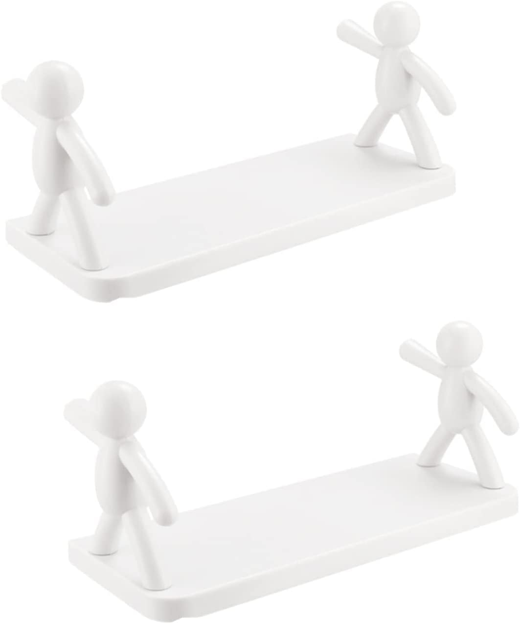 No-Drill Wall Mounted Storage Shelf - Floating Bathroom & Kitchen Organizer Shelf for Toiletries, Spices, Decor (White, 2-Pack) - Perfect for Small Space Organization in Bathrooms, Kitchens & Living Areas