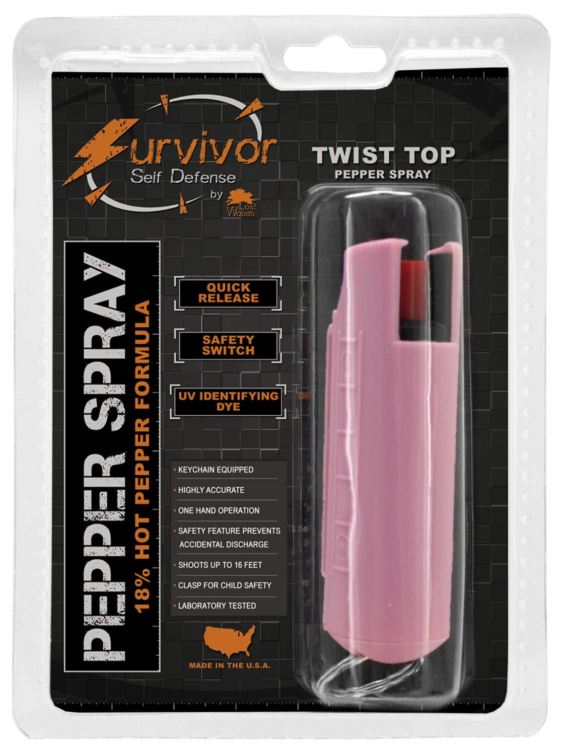 Survivor 1/2 Ounce Hard Case Pepper Spray Keychain for Self Defense - Pink | Compact & Durable Personal Safety Protection for Women, Joggers, Night Shift Workers