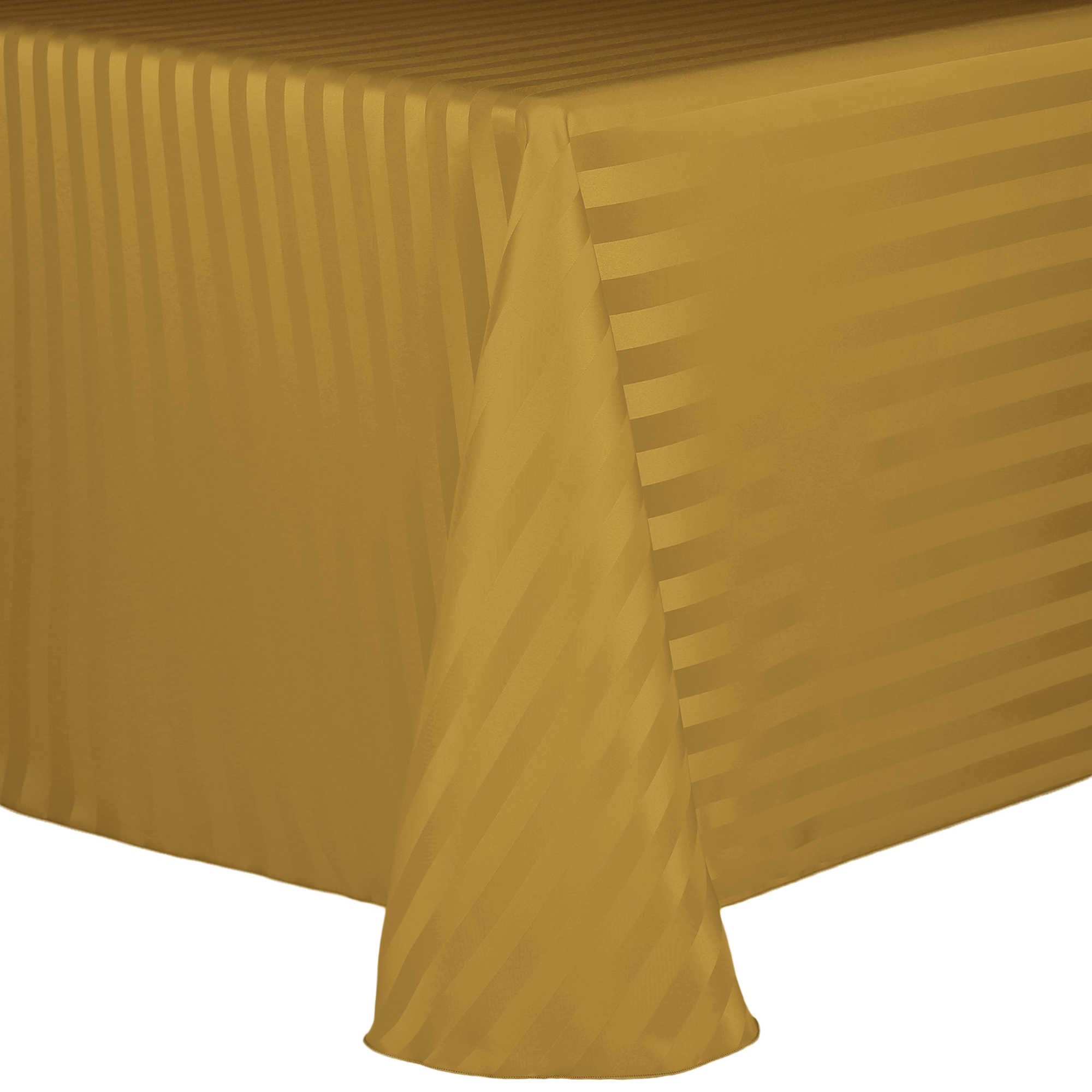 Gold Satin-Stripe 108x108 Inch Square Tablecloth for Elegant Dining