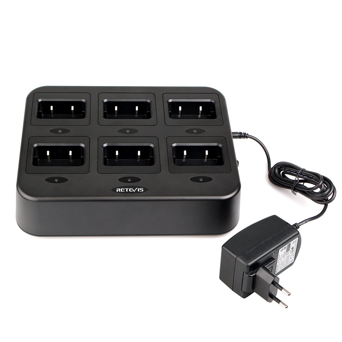 Retevis RT24 RT28 RT21 Walkie Talkie 6-Slot Charger - Fast & Efficient Charging for 6 Radios or Batteries - Ideal for Outdoor Adventures, Construction Sites, and Emergency Communication