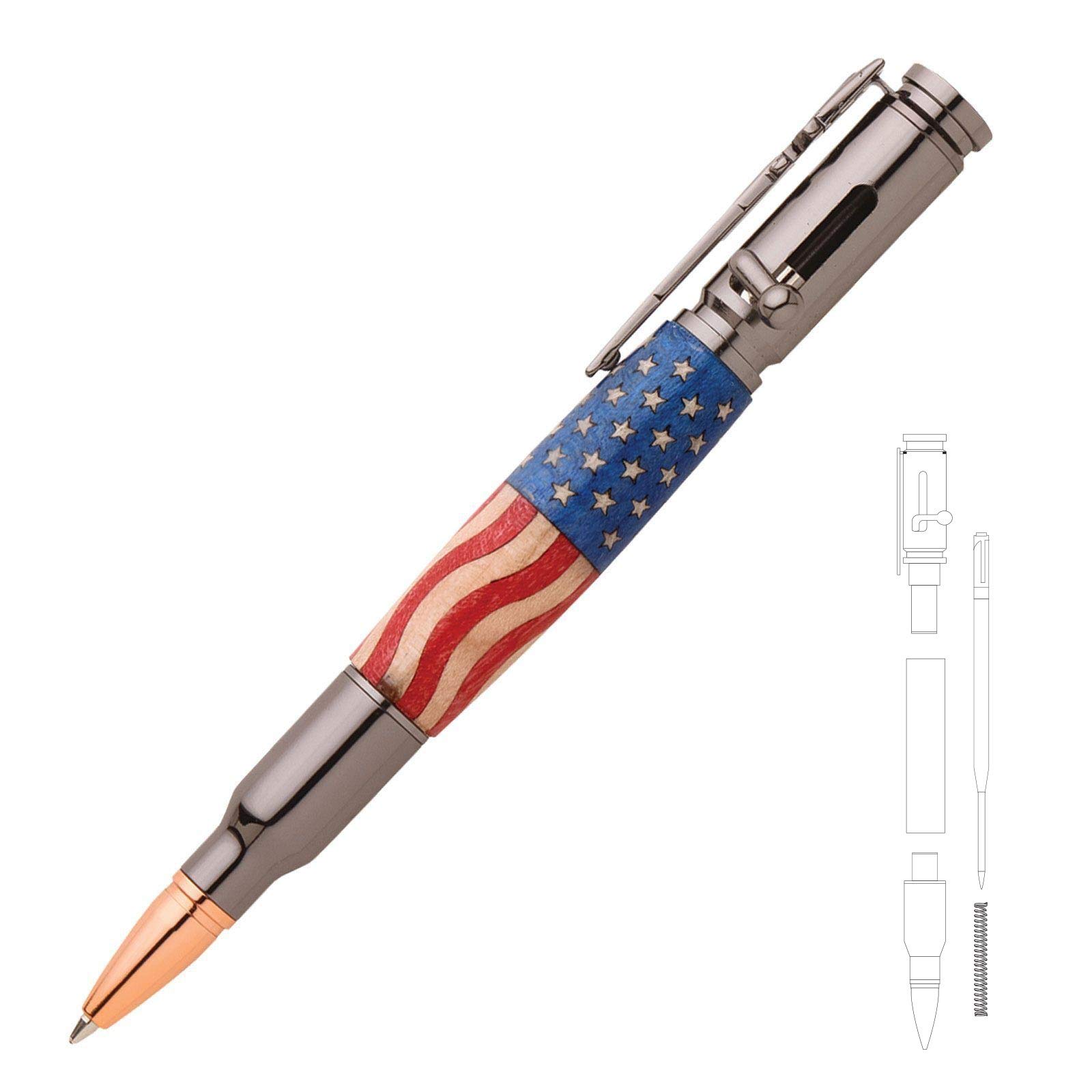 Penn State Industries PKCP8020 Bolt Action 30 Cal Ballpoint Pen Kit - Gun Metal Finish - Woodturning Project (5-Pack) - Perfect for DIY Woodworking, Unique Gifts & Office Writing Accessories