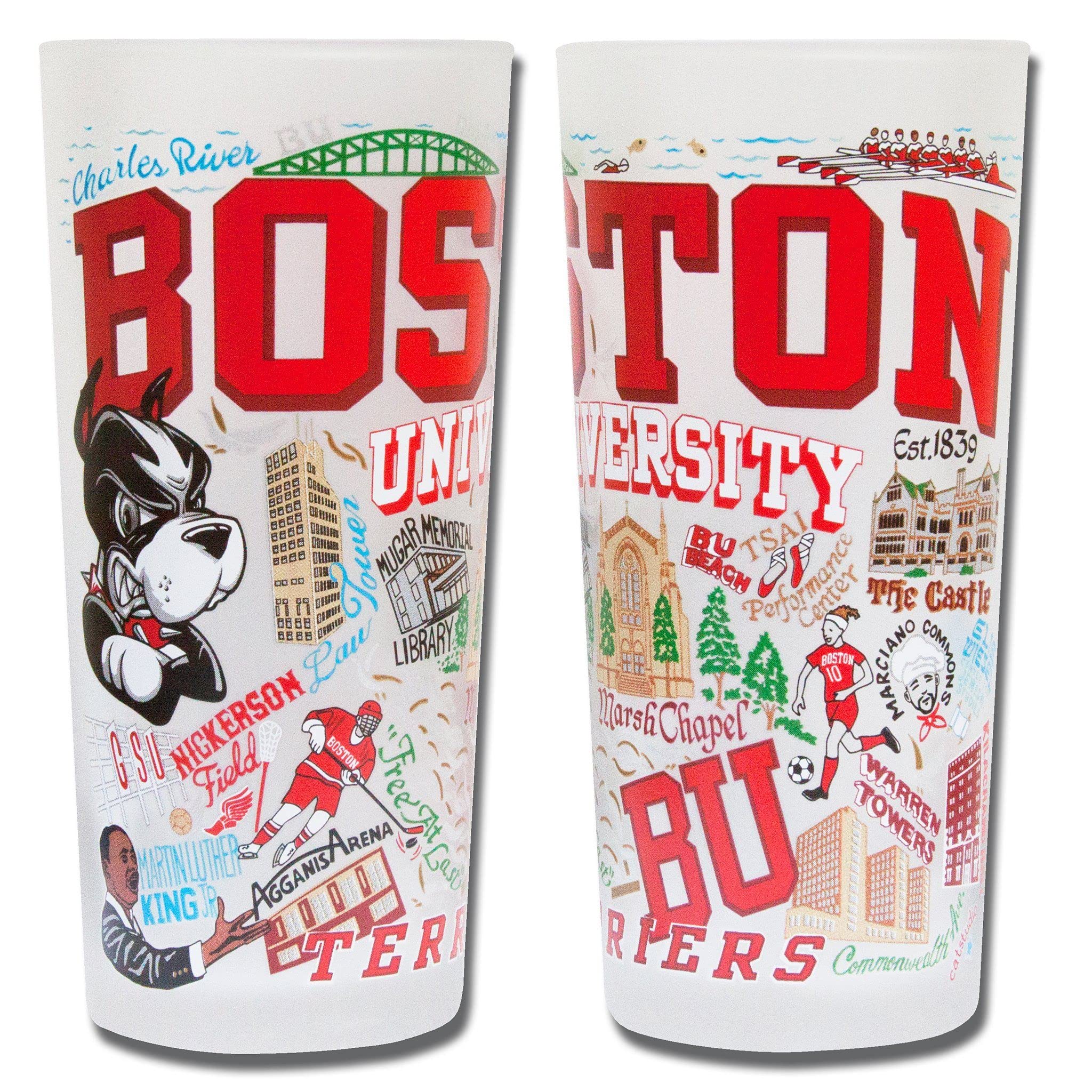 Boston University BU Alumni Glass Cup - 15oz Dishwasher Safe Tumbler for Coffee, Tea & Beverages | College Gift for Kitchen, Office & Dorm Use