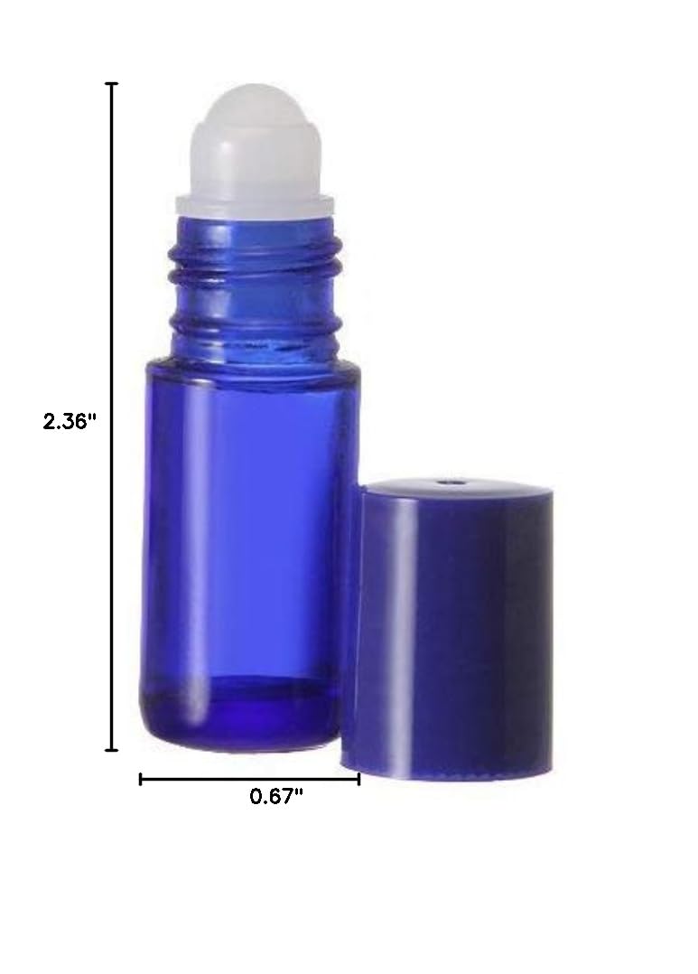 5ml Glass Roll On Bottles for Essential Oils, Aromatherapy, Perfume & Cologne - Plastic Roller Ball & Pipettes Included (288-Pack, Blue) - DIY Home Spa, Travel Size, Gift Making & Beauty Products Refill