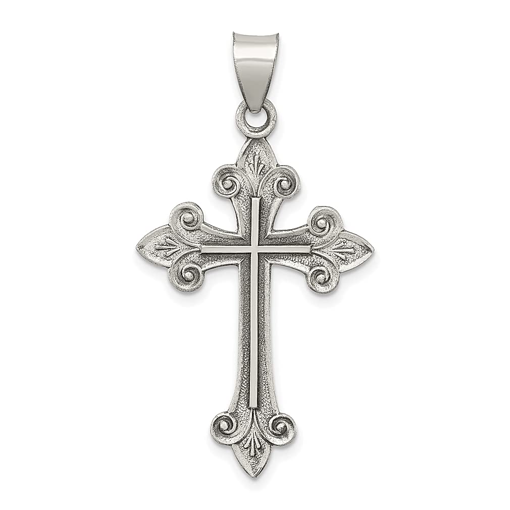 925 Sterling Silver Textured Brushed Latin Cross Pendant Necklace for Women - Religious Jewelry Gift for Her, Perfect for Baptism, Confirmation & Everyday Faith Wear