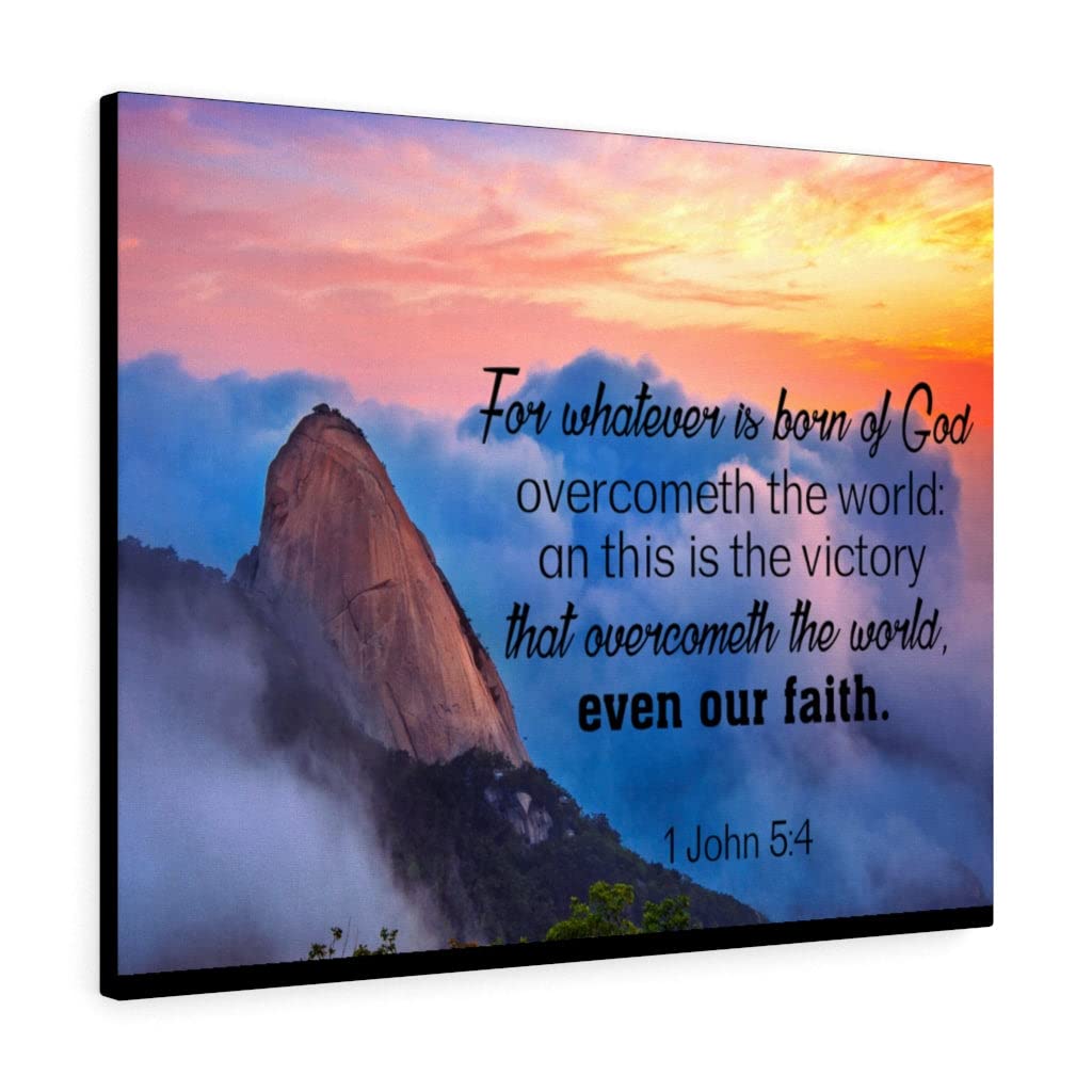Born of God 1 John 5:4 Christian Wall Art - Bible Verse Print Ready to Hang - Inspirational Scripture Decor for Home, Office & Church - Perfect Christian Gift for Weddings, Baptisms & Housewarming