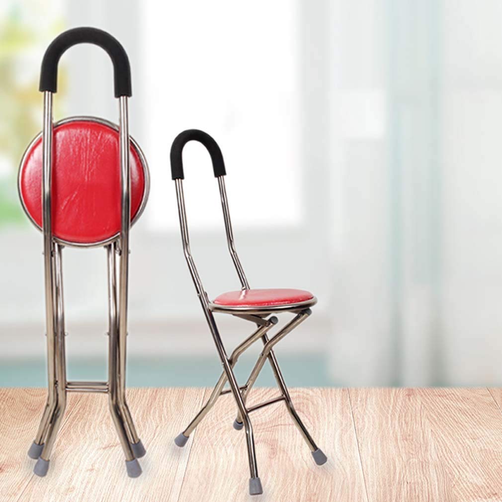 Lightweight Folding Walking Stick Seat with 4-Legged Alloy Frame - Supports 200kg Static Load, Breathable Design for Comfort - Perfect for Hiking, Travel, and Outdoor Activities