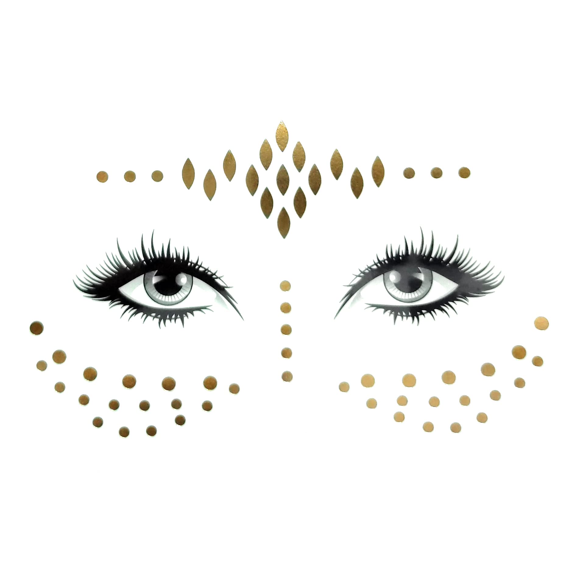 Golden Round Face Temporary Tattoos - Easy to Apply & Remove, Natural Look, Long Lasting | Perfect for Festivals, Cosplay, Halloween & Costume Parties