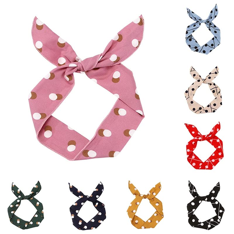 FAMEZA Women's Wire Headbands - 6 Pack Fashion Hair Accessories with Dot Twist Bow & Bunny Ears Design - Perfect for Workouts, Yoga, Running and Daily Styling