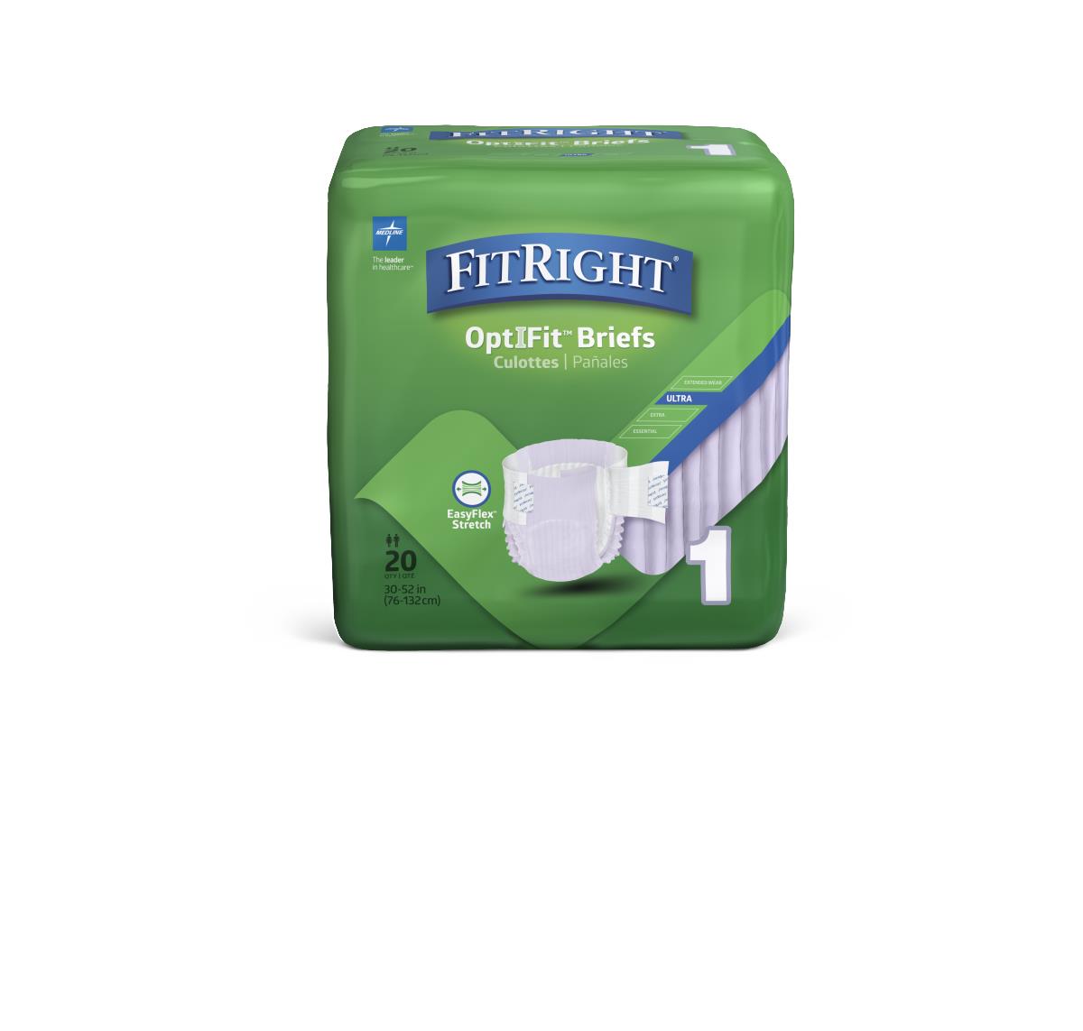FitRight Stretch Ultra Incontinence Briefs for Women & Men - Super Absorbent Adult Diapers - Comfortable & Disposable Underwear for Overnight Protection, Post-Surgery & Travel Use