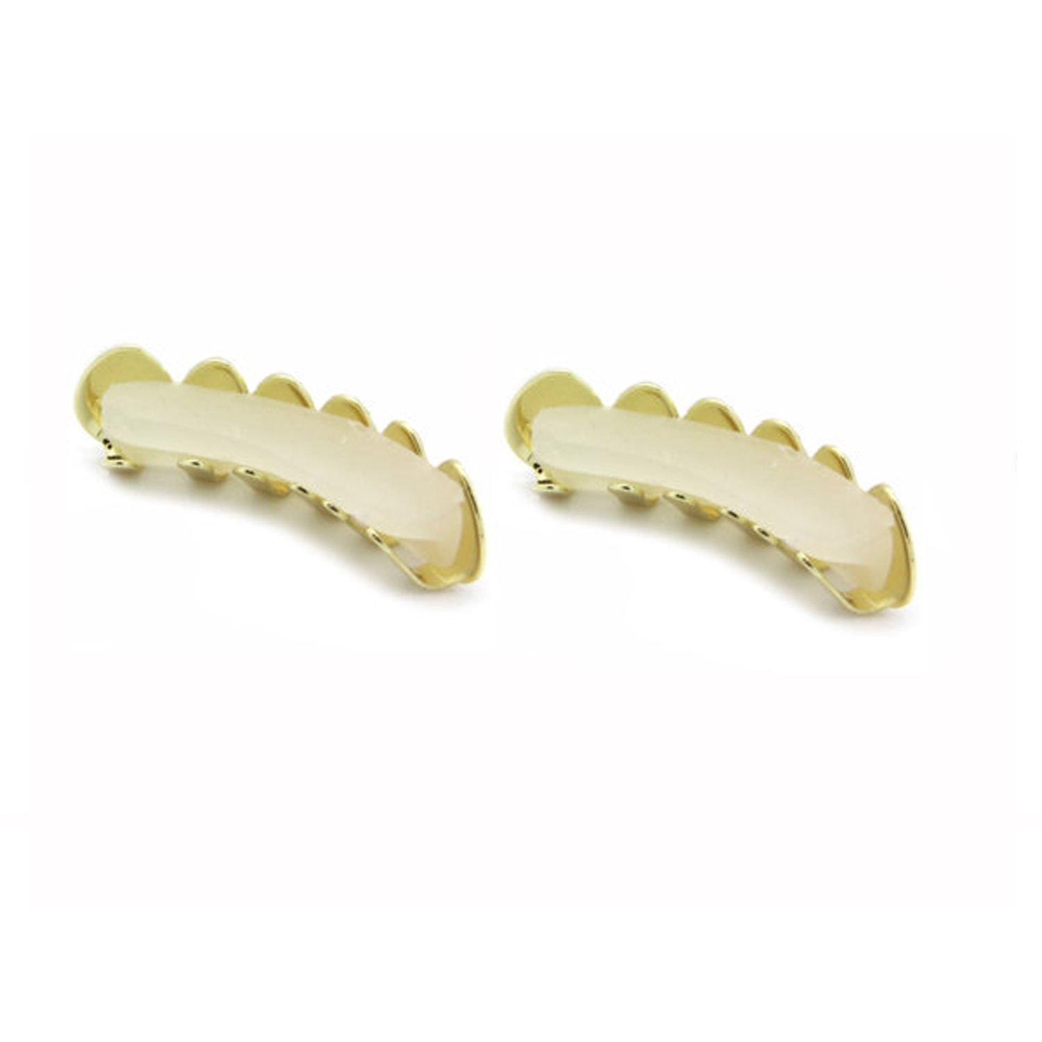 L & L Nation 24K Gold Plated Plain Top & Bottom Grillz for Teeth - Hip Hop Jewelry for Men & Women - Perfect for Concerts, Parties & Rap Performances