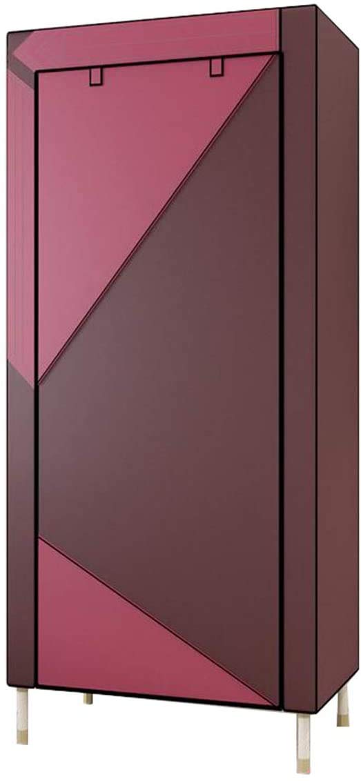 Portable Wardrobe Closet Organizer with 25MM Thickened Carbon Steel Frame - Easy Assembly Storage Solution for Clothes, Shoes & Accessories | Perfect for Dorm, Apartment, Travel & Small Spaces (Red)