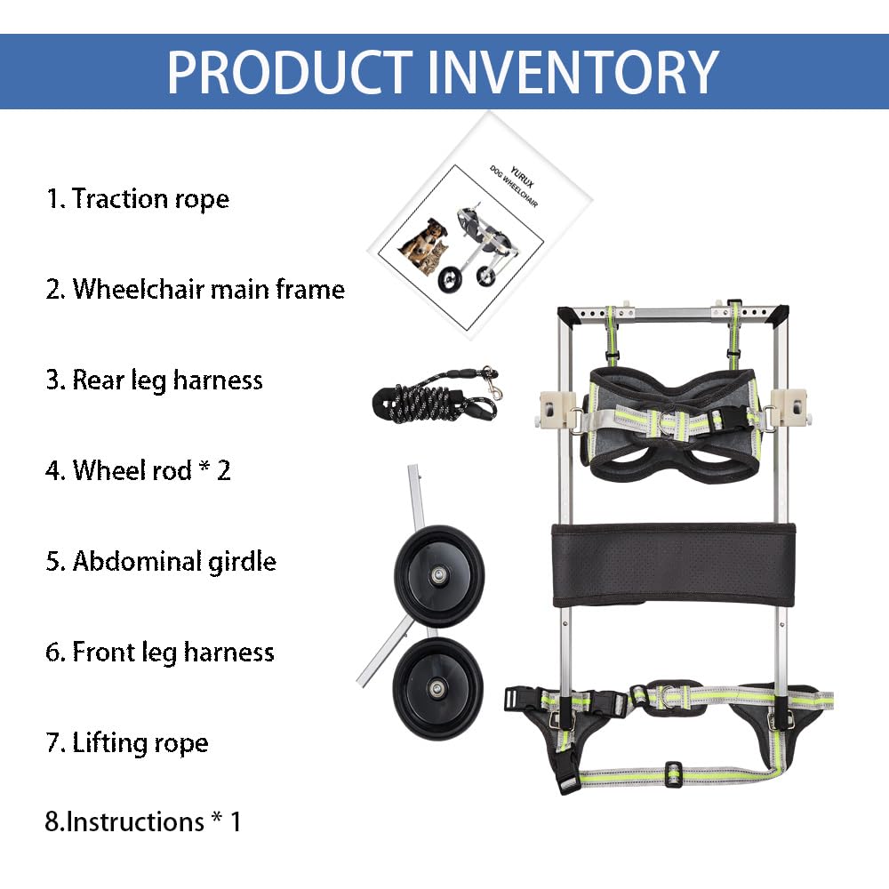 Adjustable Dog Wheelchair for Hind Legs - Lightweight Pet Mobility Cart for Disabled Dogs - 5 Sizes (XS-XL) - Ideal for Back Leg Rehabilitation & Daily Walking Support