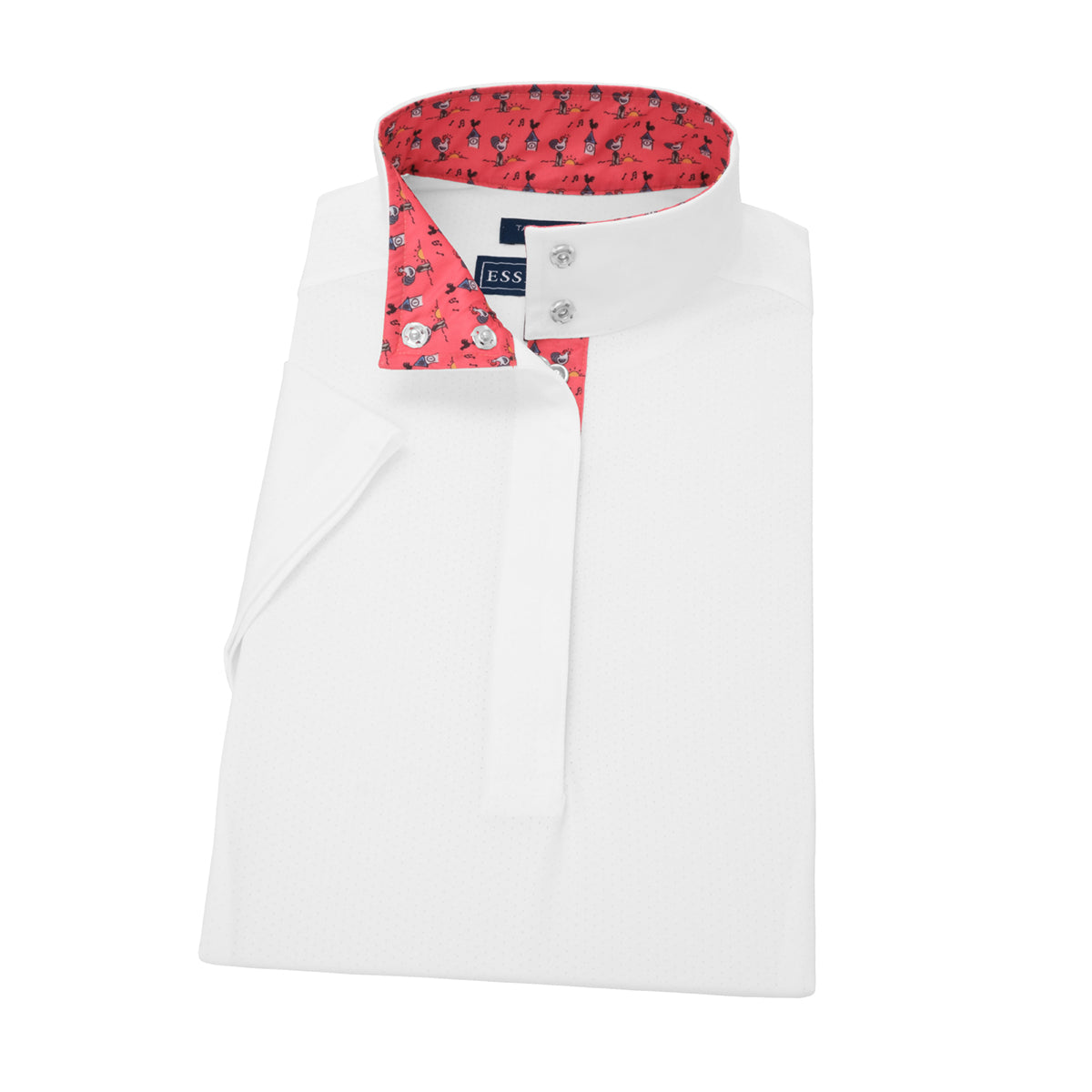 Essex Classics Women's Roosters Print Short Sleeve Blouse - Casual Yarn Knit Top for Work, Date Night & Summer Outfits