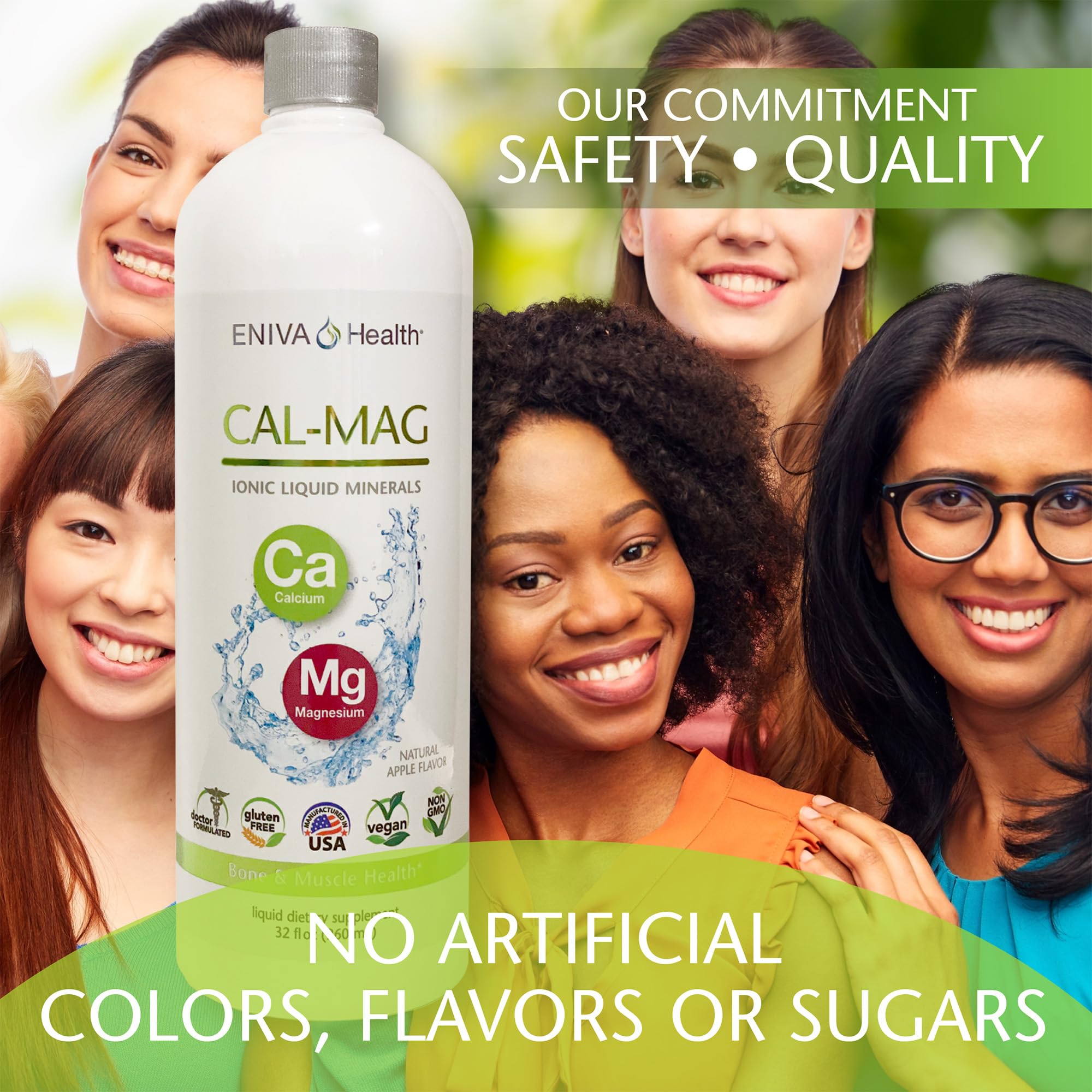 Eniva Health Liquid Ionic Calcium Magnesium Supplement (32oz) - Doctor Formulated for Strong Bones, Hair & Nails - Zero Calories, No Sugar Added - Supports Joint & Muscle Health - Perfect for Active Lifestyles & Bone Density Support